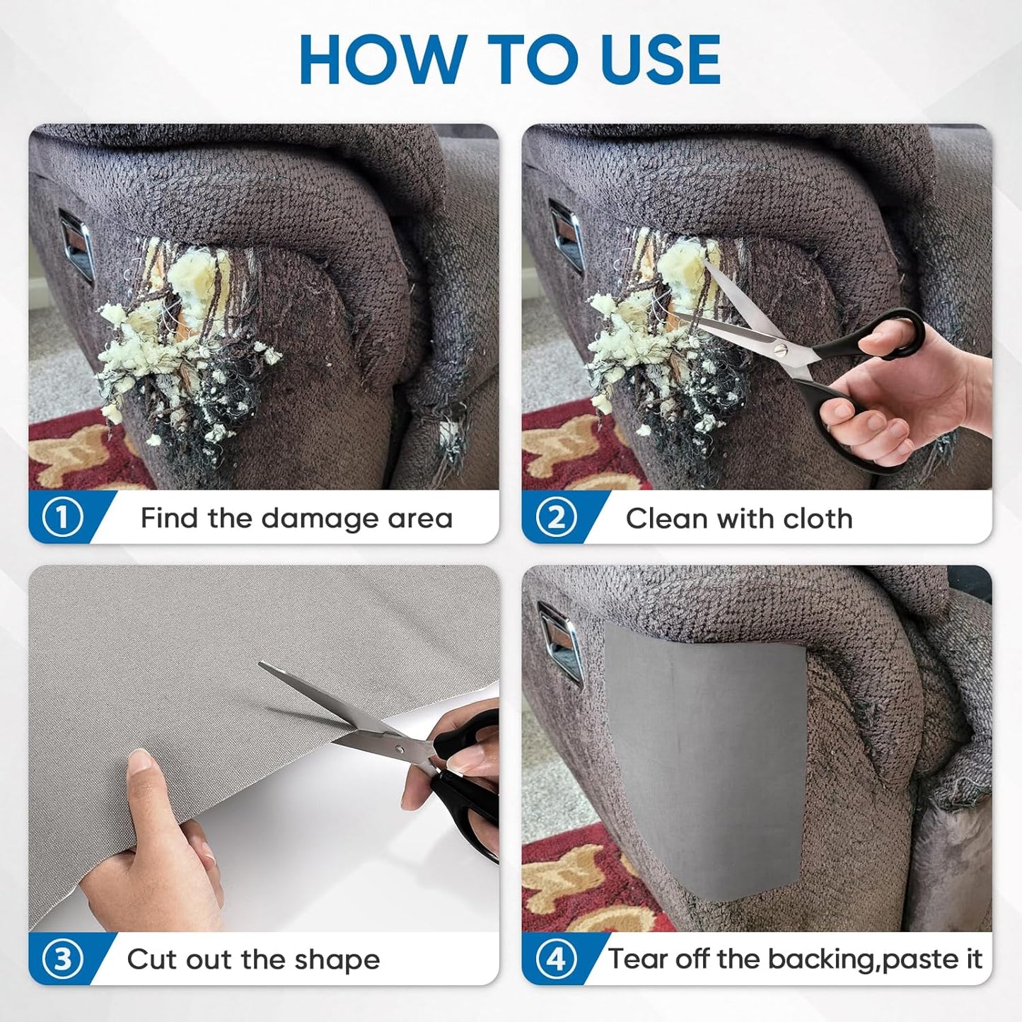 Oversized Canvas Patch 16 "x31, Self-Adhesive Waterproof Canvas Patch Set for Repairing Tents, Couch, Boat Covers, Camping Chairs, Awnings, Car Seats.（Gray）