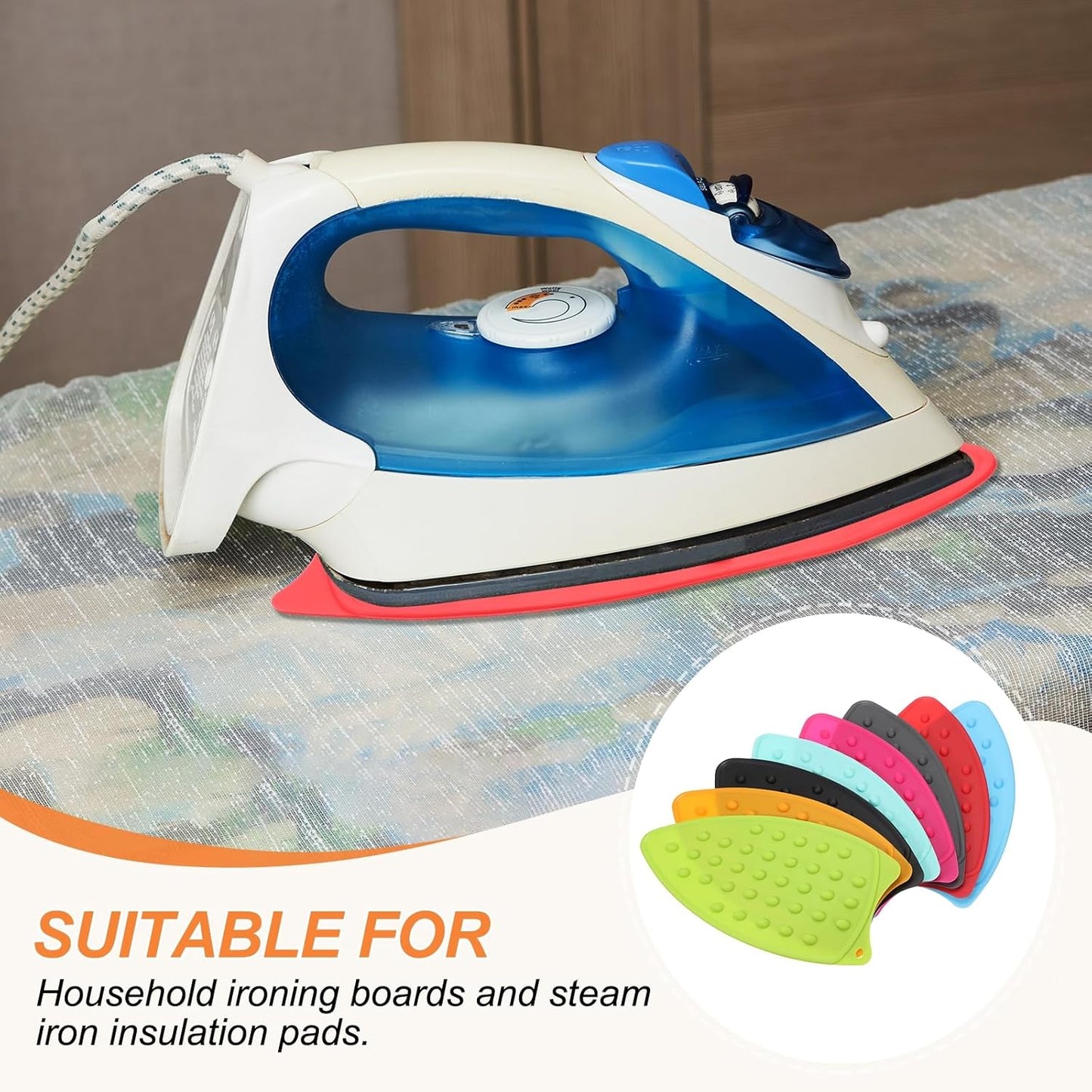 PATIKIL Silicone Iron Rest Pad, 2 Pcs Multipurpose Hot Heat Resistant Iron Rest Plate Protective Pad for Ironing Board Hot Resistant Steamer Steam Compact Mat, Rose Red