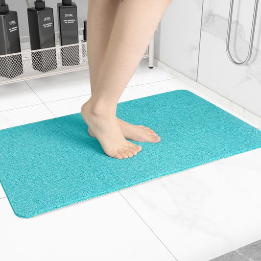 Non-Slip Bathtub Mat, Anti Slip Shower Mat, Fast Drying Bathtub Mats, Foot Scrubber Mat, Anti Slip Mat for Tub, Floor, Bathroom, Kitchen, Home, Hotel (Turquoise Blue 32"×17")