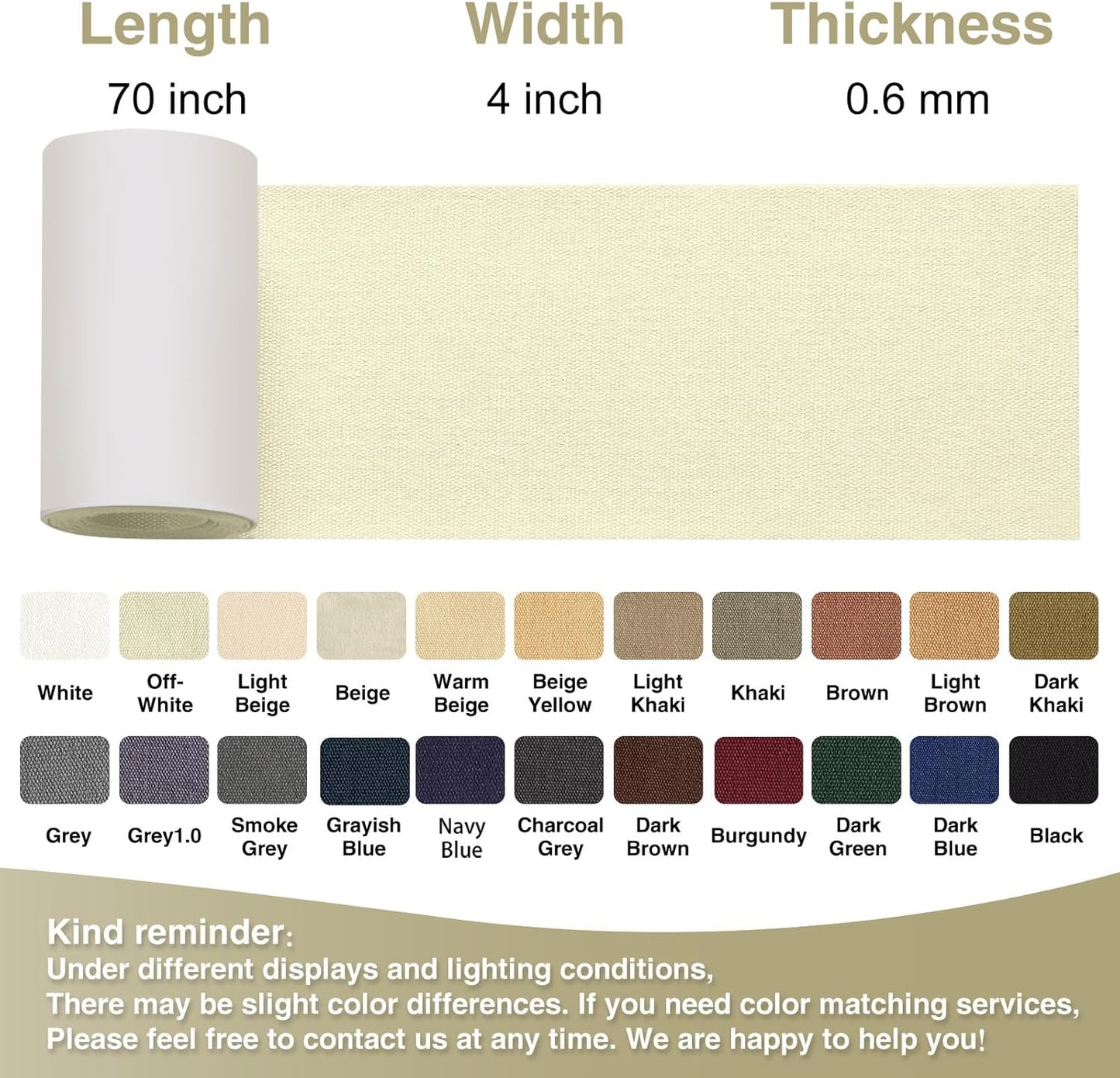 Canvas Repair Tape 4×70 Inch Waterproof Self-Adhesive Fabric Repair Patch for Repairing Boat Covers,Tents,Patio Umbrellas,Car Seats,Luggage,Sofas.(Off-White)