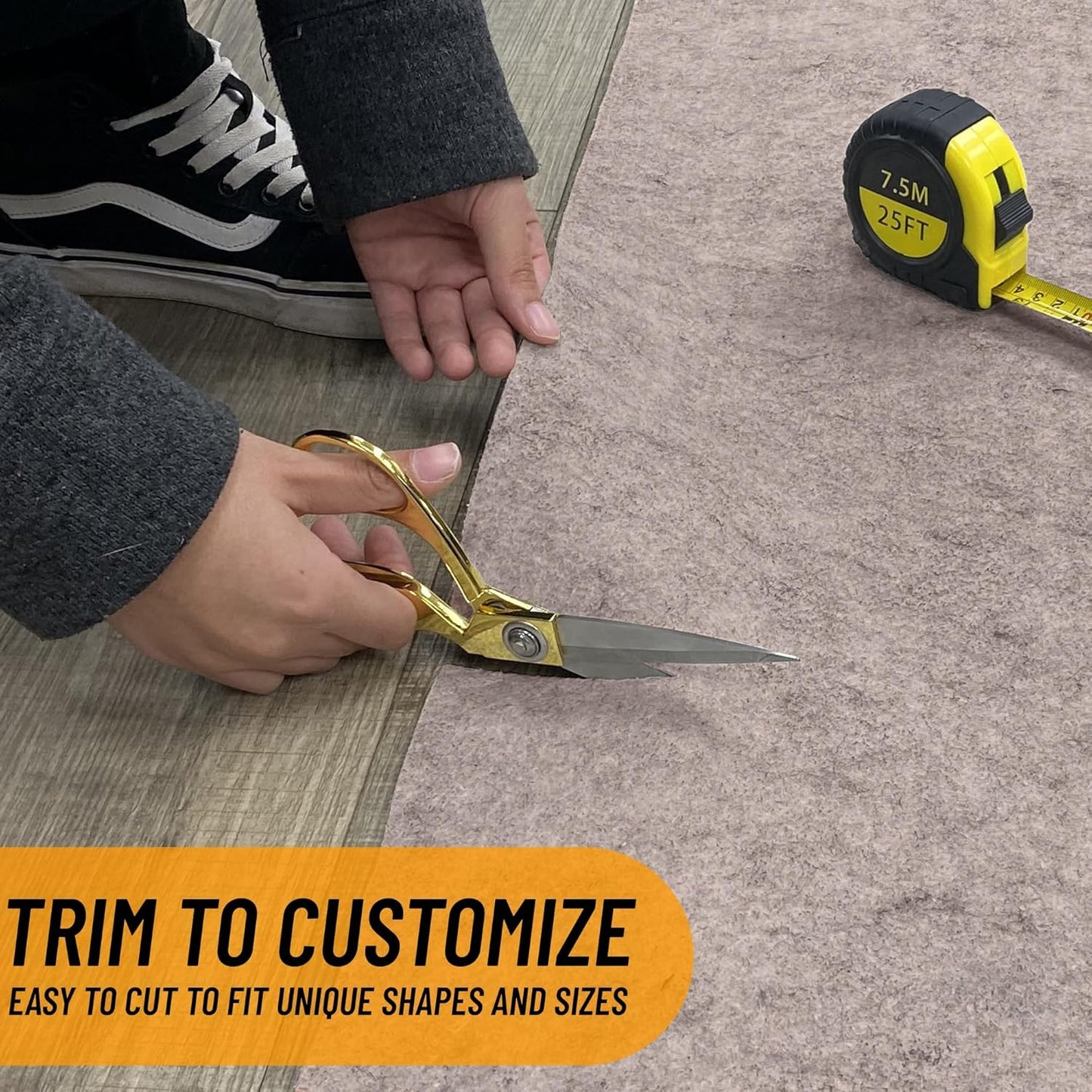 Ottomanson 8' x 12' Non-Slip Rug Pad Gripper 1/4 Inch Thick Dual Surface Felt + Rubber Gripper - Safe for All Floors, Brown