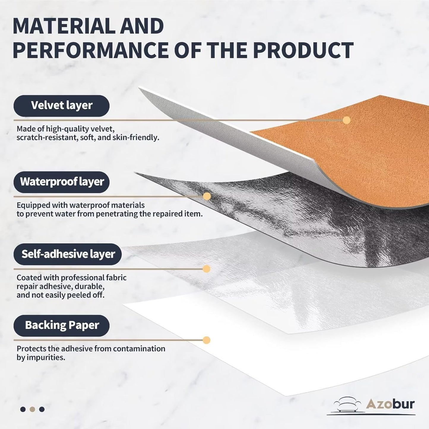 Azobur Velvet Patch,Self-Adhesive Rectangular Flannel Fabric Patch,Multicolor Available Anti Scratch Velvet 8X11 Inch Peel and Stick for Sofas, Automotive Interior, Handbags,and Pillow (Orange)