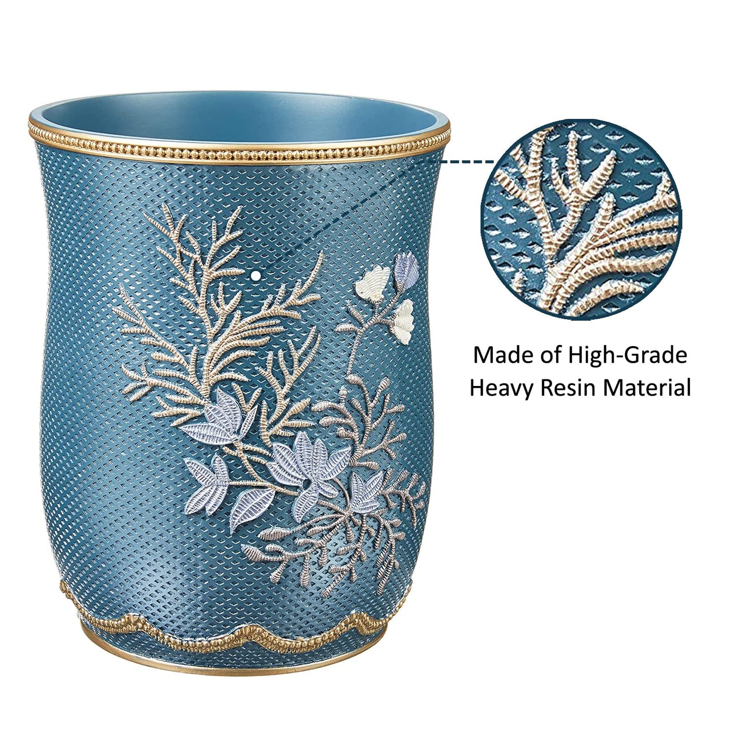 Zahari Home Decorative Trash Can for Bathroom, Office & Bedroom - 2.1 Gallons Stylish & Small Trash Can for Dorms, Desktop & Restroom - Chic Waste Basket for Compact Spaces, Capri