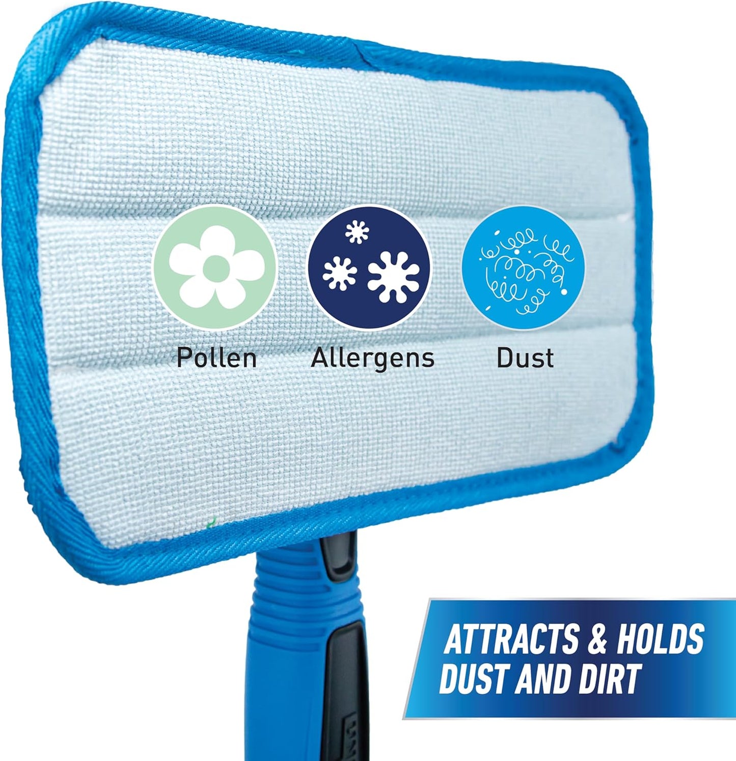 UNGER ProClean Connect and Clean Indoor Window Cleaning Kit, Washing Tool with Swivel Head for Tight Corners and Edges, Streak-Free Results on Glass and Mirrors, Reusable Microfiber Pads