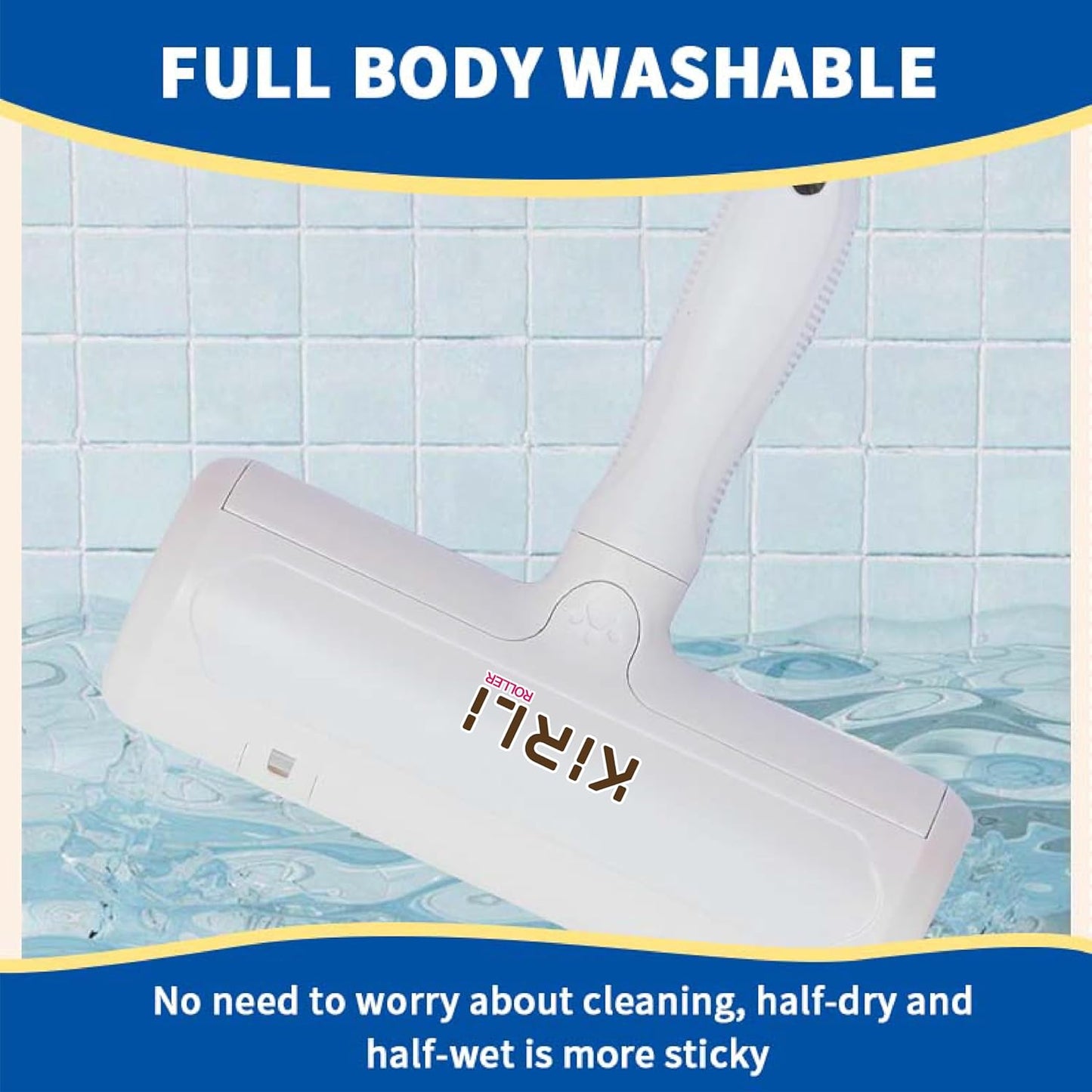 KIRLI Pet Hair Roller, Fur Remover Tool with Built-in Fur bin, Reusable Lint Roller for Pet Hair, Multi-Surface Furniture Clothing, Couch, Carpet, Bedding Cat and Dog Hair Remover (White)