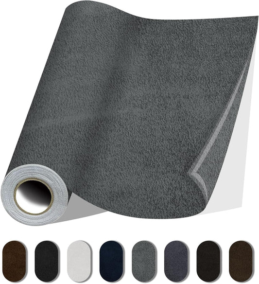Fabric Repair Patches, 35X79 Inch Self-Adhesive Suede Patches Tape Durable, DIY Large Fabric Repair for Sofa, Couches, Furniture, Chair, Clothing （35X79 Inch, Grey）