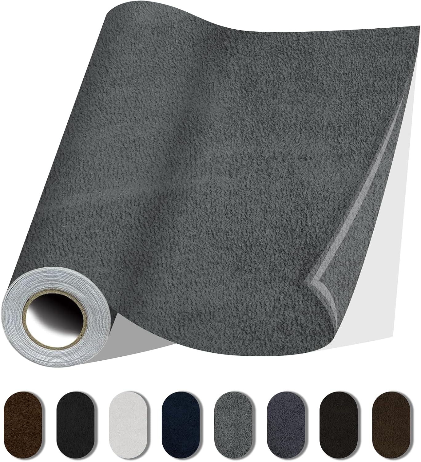 Fabric Repair Patches, 17X79 Inch Self-Adhesive Suede Patches Tape Durable, DIY Large Fabric Repair for Sofa, Couches, Furniture, Chair, Clothing （17X79 Inch, Grey）