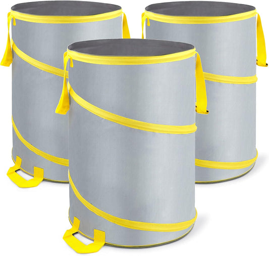 30 Gallon Collapsible Trash Can 3 Pack, Garden Bag Pop Up Camping Trash can, Reusable Leaf Bag Holder, Yard Waste Bag