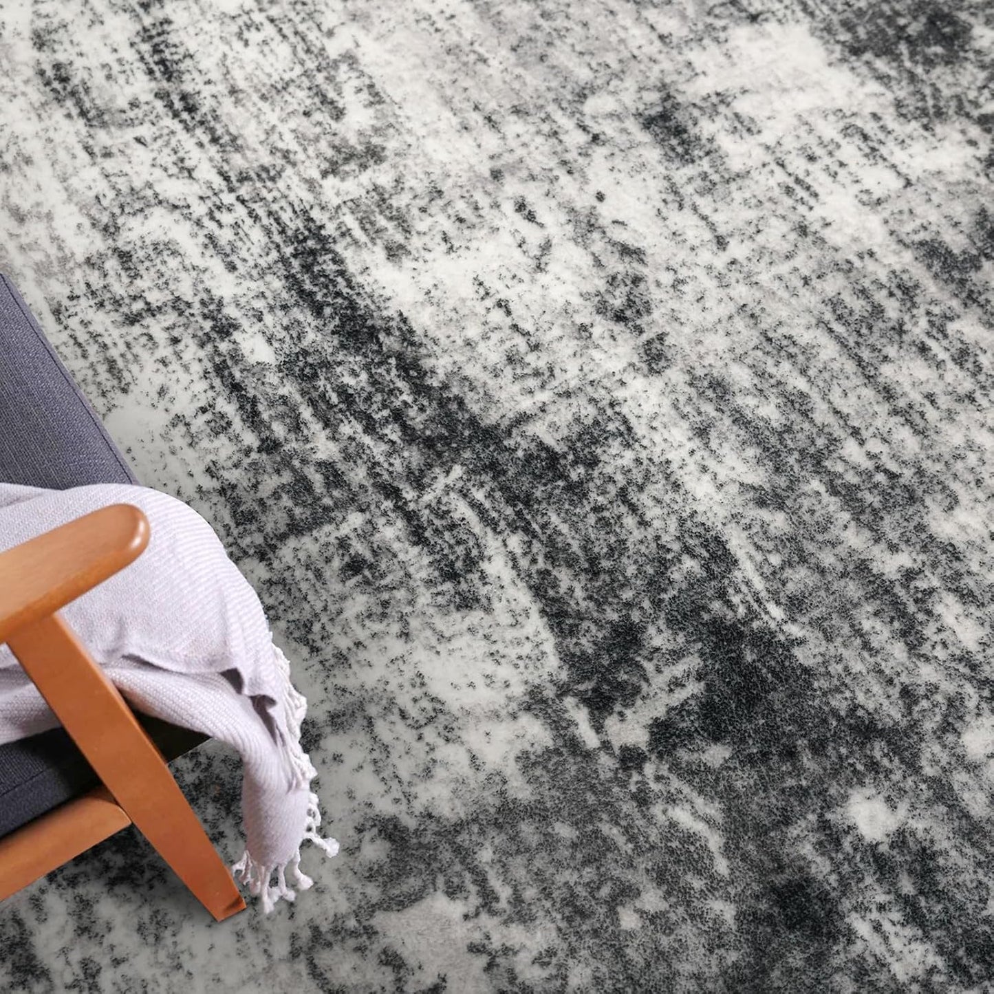 IOHOUZE Abstract Runner Rug 2x8 Ft Washable Runners for Hallways, Non Slip Kitchen Runner Printed Faux Wool Entryway Runner Indoor, Modern Abstract Floor Carpet for Hall Kitchen Bedroom, Black Gey