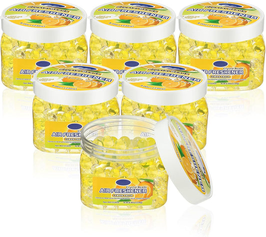 6 Pcs Air Freshener Gel Beads Bulk Odor Eliminator Beads Odor Removing Gel for Home, Bathrooms, Cars, Boats, RVs, Pet Areas, Room, Toilet 8 oz(Yellow Lemon)