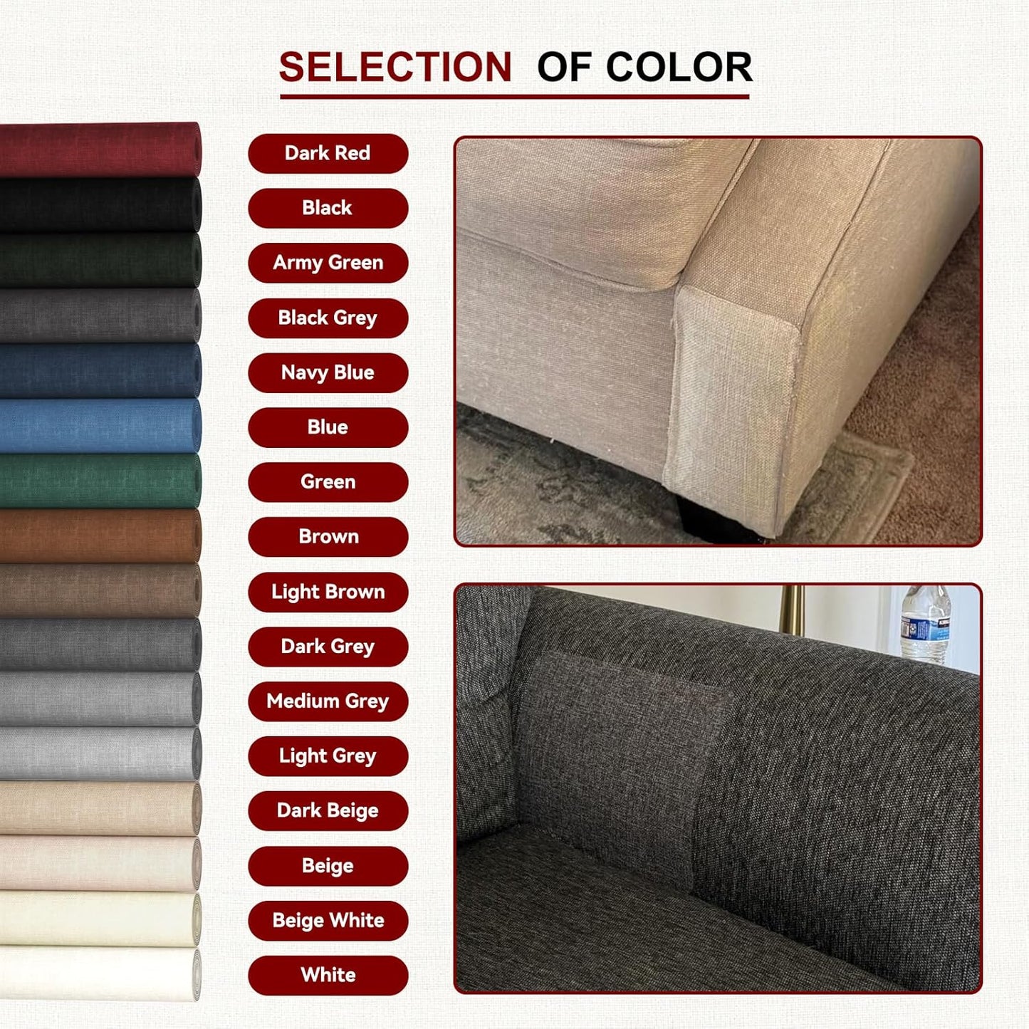 Linen Repair Tape 16x90 inch, Self Adhesive Fabric Patches, Linen Patch Tape Kit, Fabric Repair Tape for Couch Sofas, Headboards, Chairs, Pillows, Curtains, Couches - Dark Beige