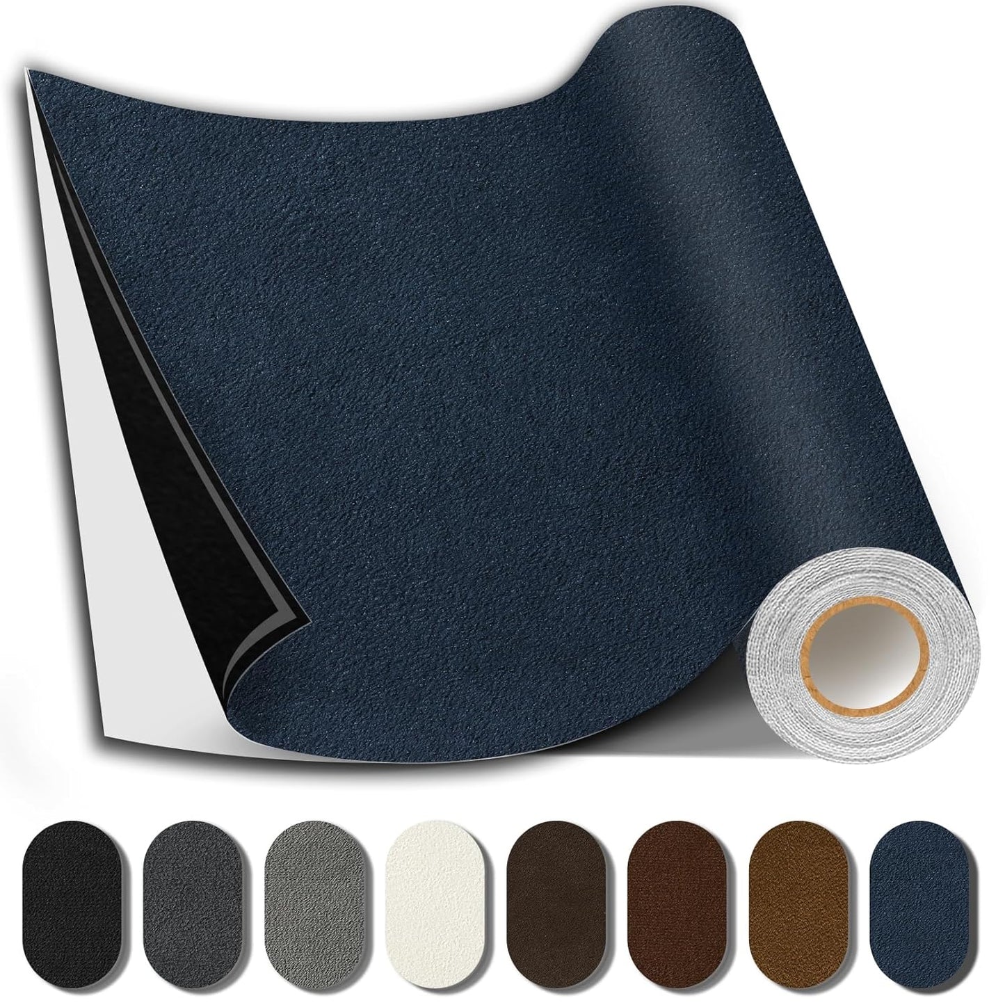 Suede Repair Patch, Large Fabric Repair Tape, Self-Adhesive Patches for Furniture, Couch, Sofa, Car Interior, Shoes, Hand Bag, Clothing (Dark Blue, 3.5X79 Inch)