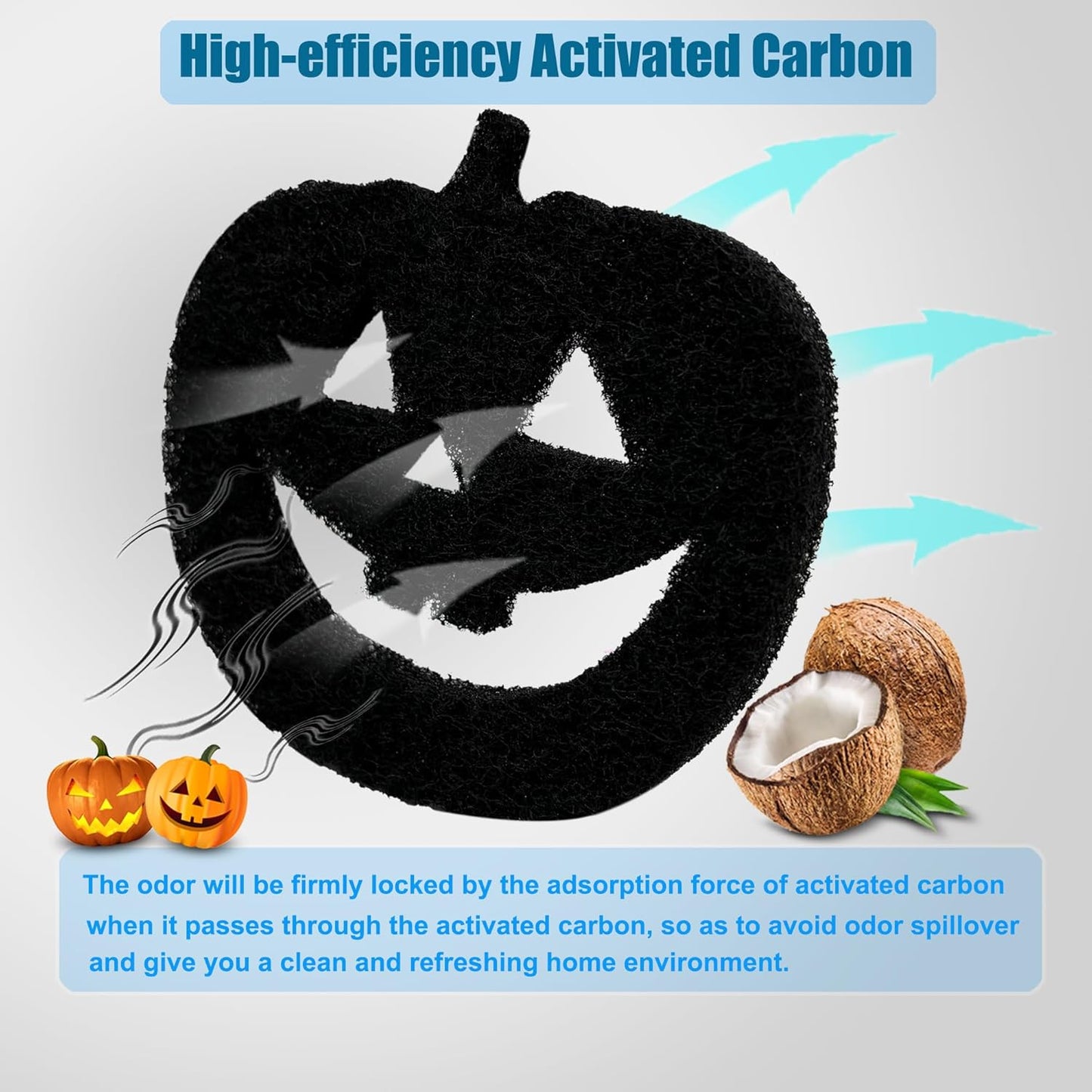 6-Pack Universal Trash Can Odor Absorbing Filters, Activated Charcoal Deodorizer for Trash Cans, Compost Buckets, Countertop and Recycle Bins (Halloween Pumpkin)