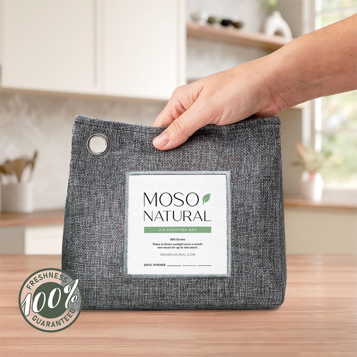 Moso Natural Air Purifying Bag 600g, Premium Bamboo Charcoal Odor Absorber, Room Deodorizer for Large Spaces, Bedroom, Kitchen, Basement, Pet Odor Eliminator for Home, 21oz Charcoal Bags