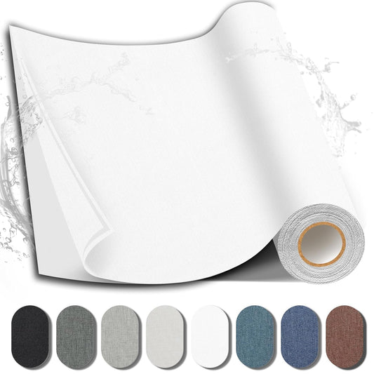 Fabric Repair Patch, Fabric Large Repair Tape, Self-Adhesive Patches for Furniture, Sofa, Car Interior, Shoes, Hand Bag, Clothing (White, 3.5X79 Inch)