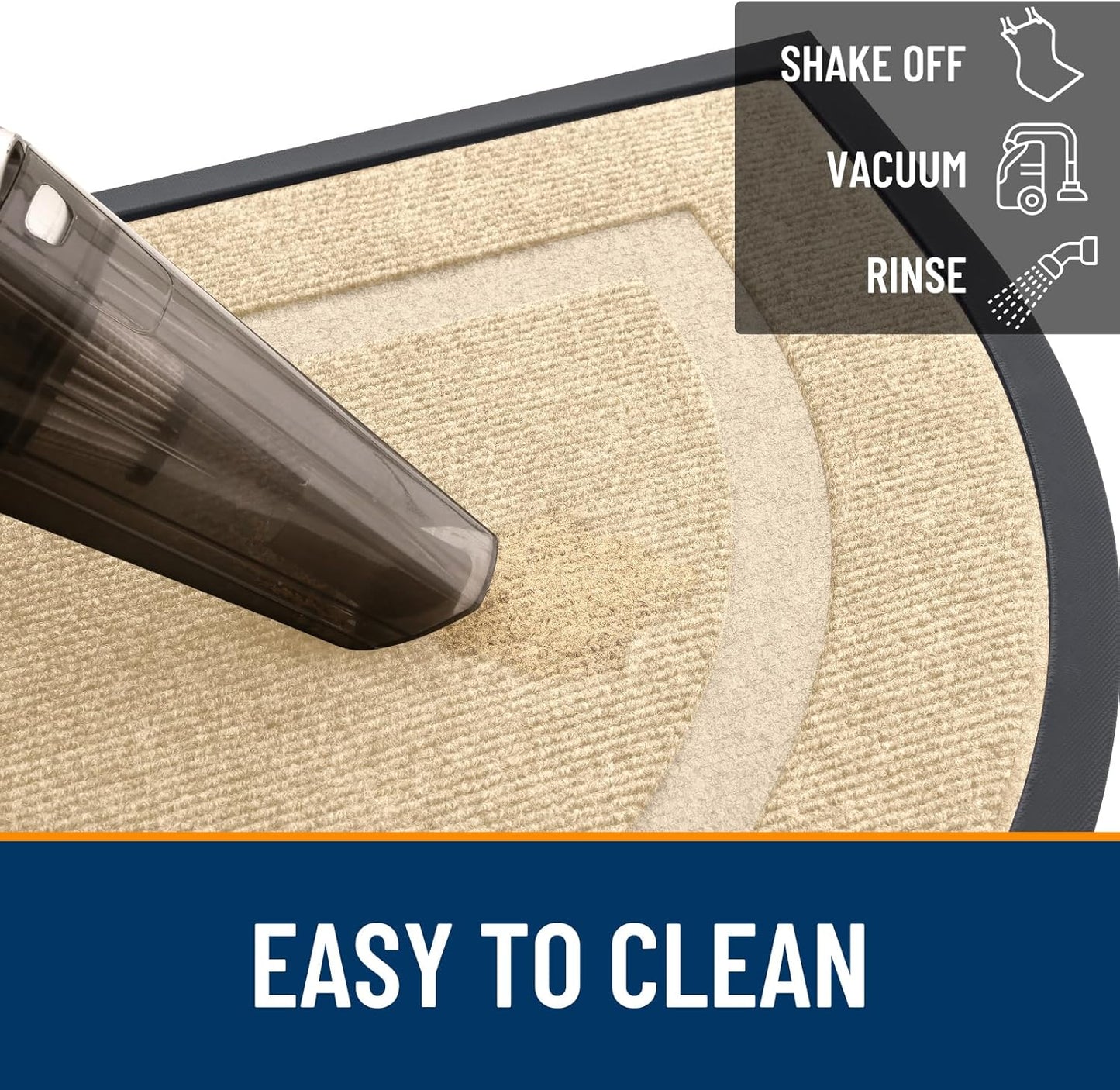 OLANLY Half Circle Door Mat Indoor Outdoor Entrance Welcome, Waterproof All-Season, All-Weather Doormat, Sturdy Natural Rubber, Low Profile, Easy Clean Patio Porch Entryway Mat, 47x32, Beige