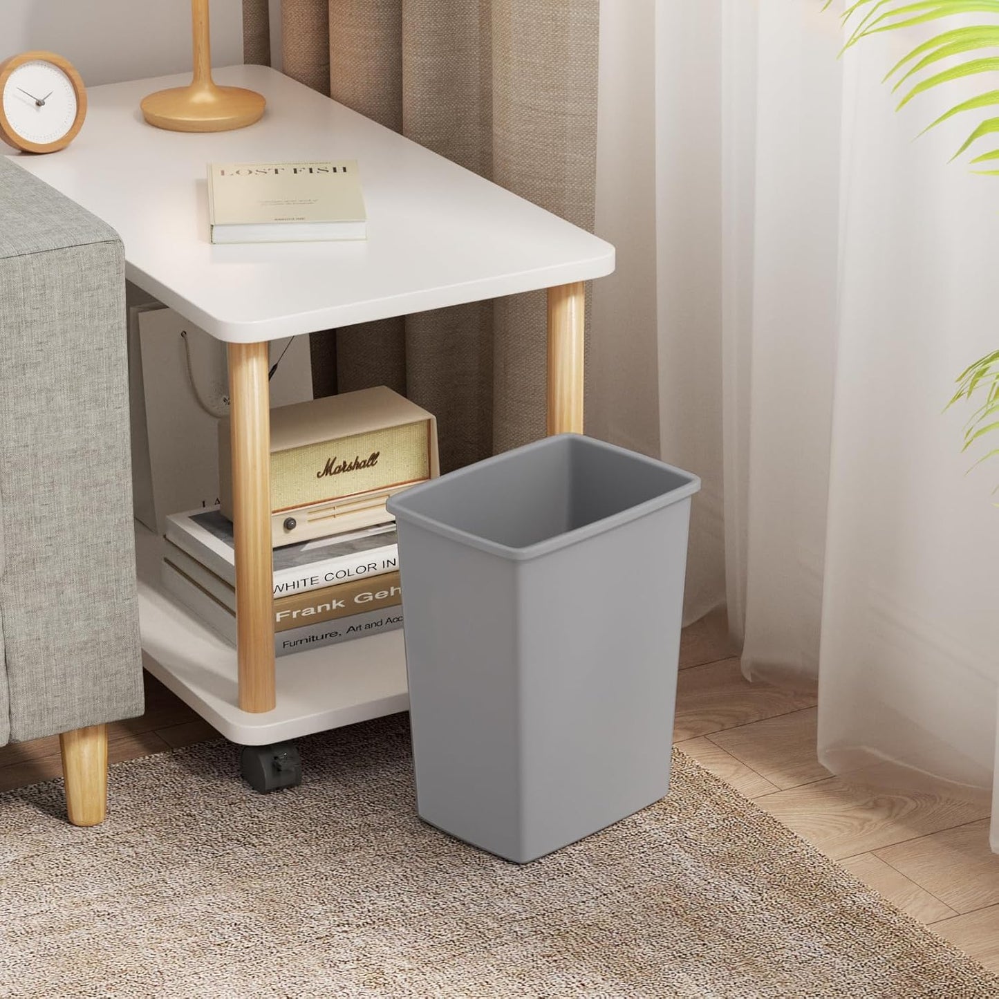 35 Quart Plastic Trash Can, Under Canbinet Waste Bin, 9-Gallons Slim Trash Can for Kitchen Bedroom Office Bathroom Under Sink Grey (2-Pack)