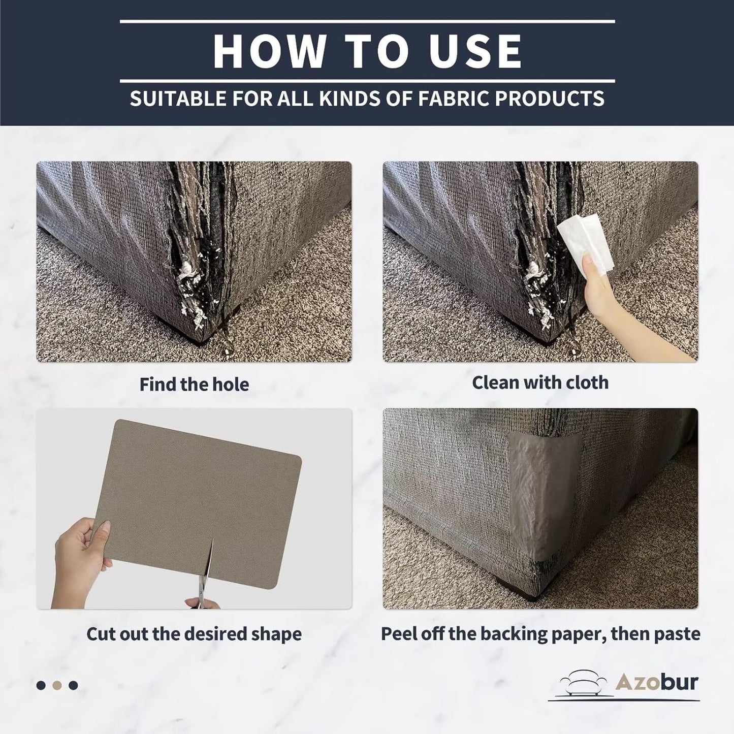 Azobur Velvet Patch,Self-Adhesive Rectangular Flannel Fabric Patch,Multicolor Available Anti Scratch Velvet 8X11 Inch Peel and Stick for Sofas, Automotive Interior, Handbags,and Pillow (Light Grey)