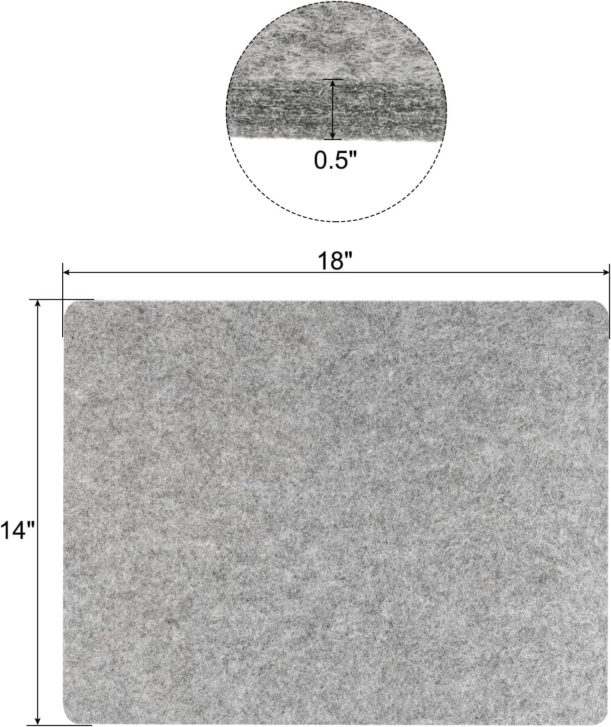 PATIKIL Wool Pressing Mat, 18" x 14" Wool Ironing Pad Blanket 0.5" Thickened Heat Resistant Quilting Ironing Pad for Quilters Sewing Craft, Grey