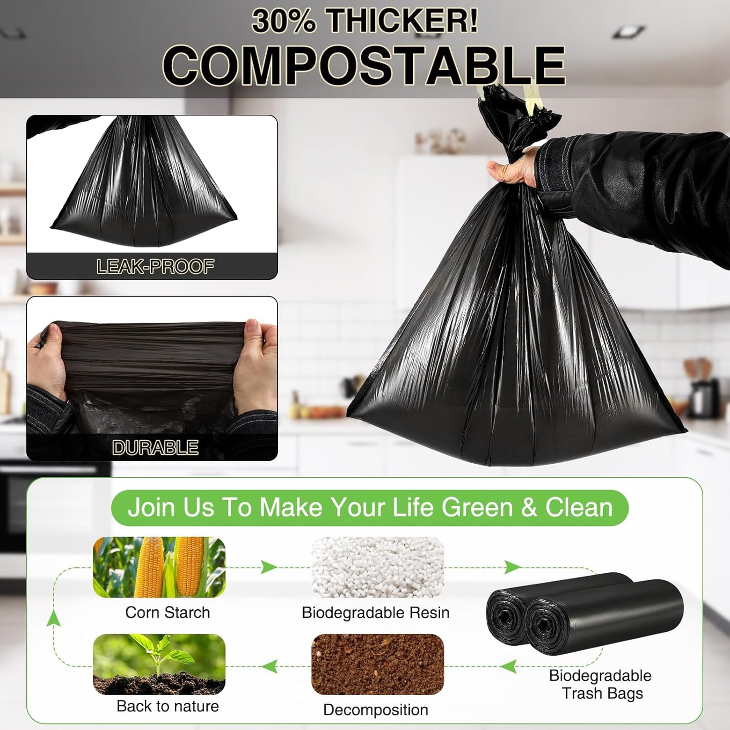 Small Bathroom Trash Can with Lid Soft Close, 1.8 Gallon Stainless Steel Garbage Can with Removable Inner Bucket,80Count Compostable Trash Bags, Slim Step Pedal Trash Bins