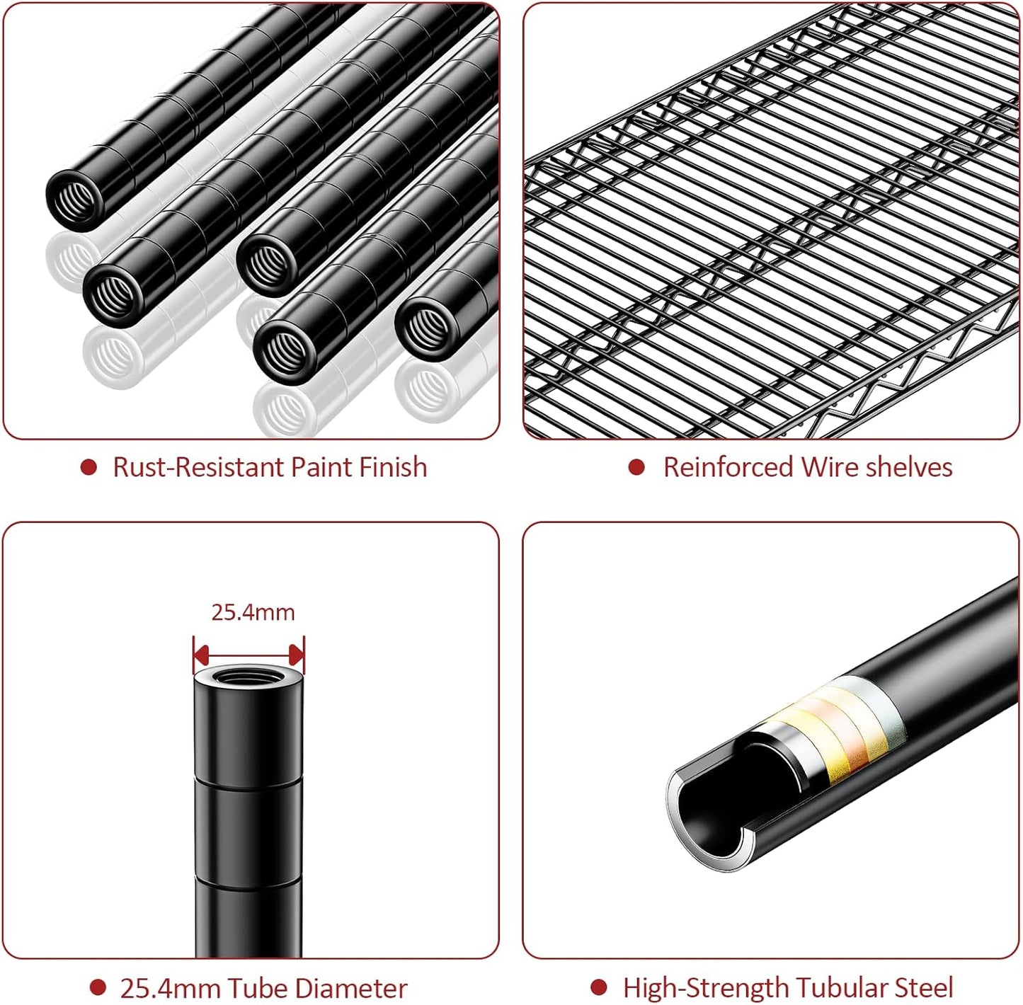 IZEUK 5-Tier Adjustable Heavy Duty Metal Storage Shelving Unit, Wide Utility Rack Organizer for Garage, Basement, Kitchen, Office, Warehouse (Black, 17.7" D x 59.1" W x 70.9" H)