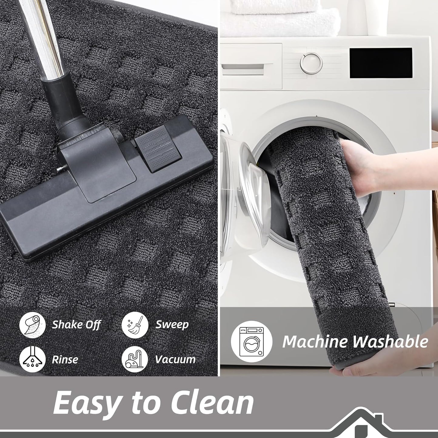 BEQHAUSE Waffle Door Mats Indoor 36"x60", Dog Mat for Muddy Paws Absorbent and Dirt Resist Floor Mats Non-Slip Washable Rugs for Entryway, Welcome Mat for Front Back Door, Muddy Wet Shoes, Dark Grey