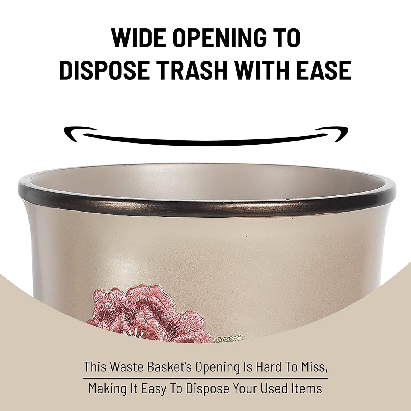 Zahari Home Decorative Trash Can for Bathroom, Office & Bedroom - 2.1 Gallons Stylish & Small Trash Can for Dorms, Desktop & Restroom - Chic Waste Basket for Compact Spaces, Larrisa