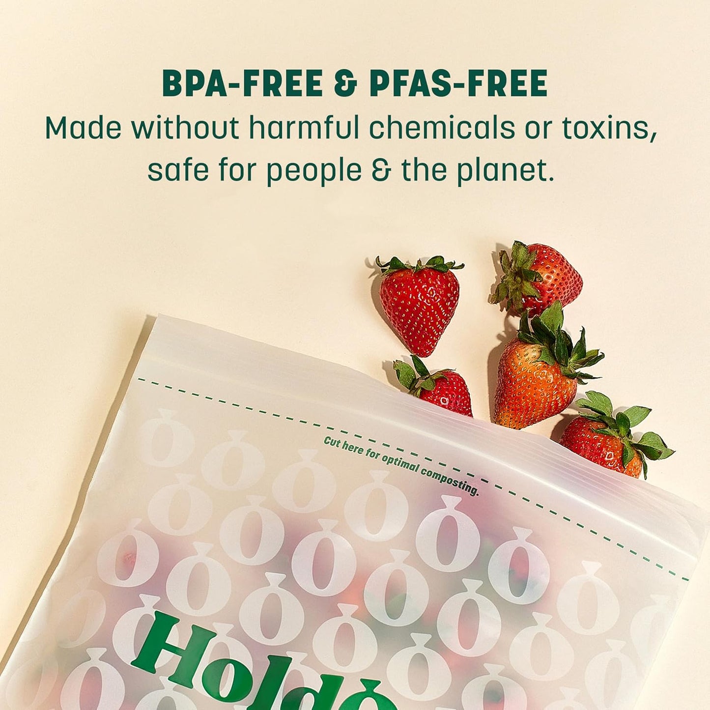 HoldOn Zipseal Gallon Bags - Compostable, PFOA-Free, BPA-Free, Food-Safe Zip Seal Food Storage Bags/Freezer-Safe Gallon Bags With Secure Seal for Home & Travel (25 bags total)