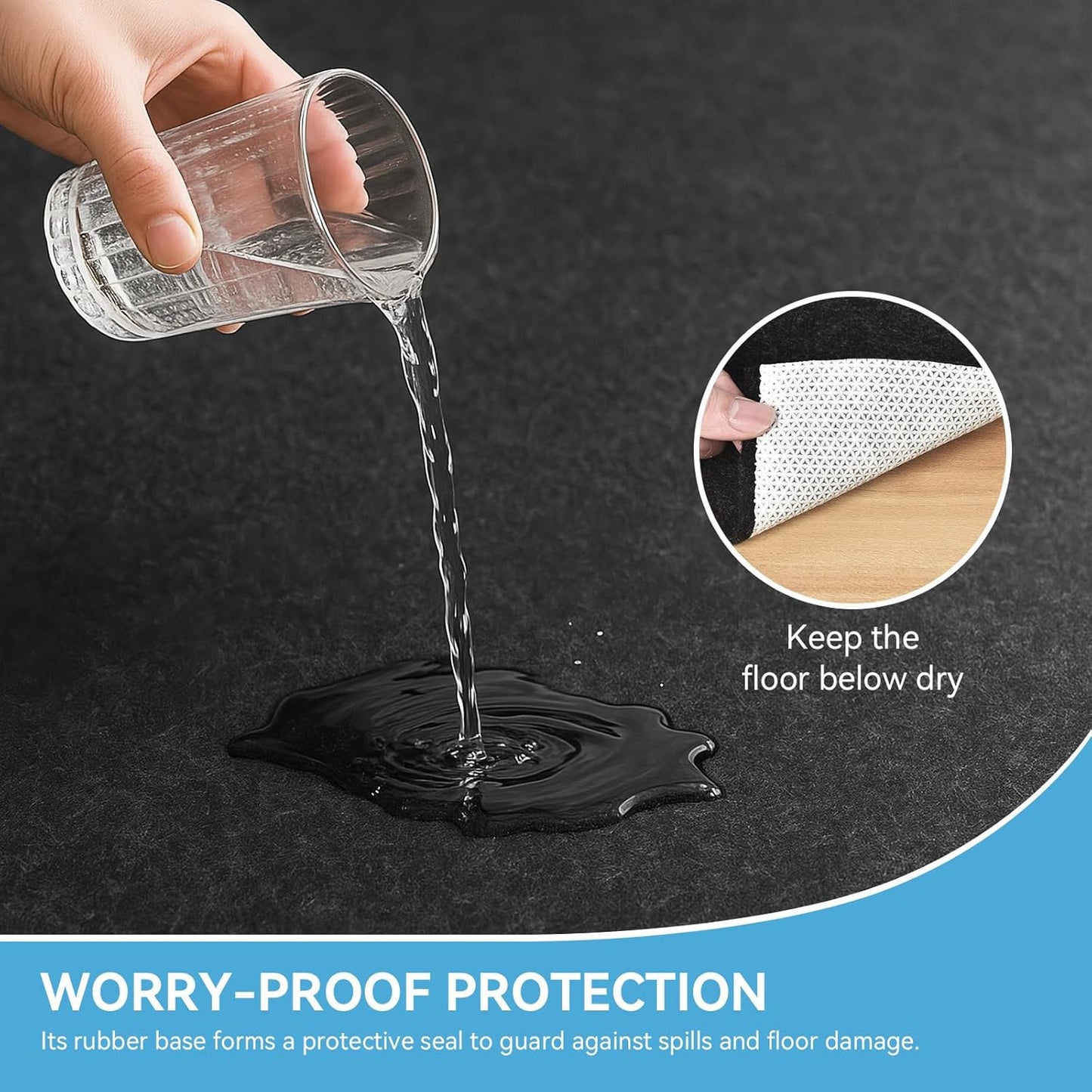 Warmstar 2x8 FT Non Slip Rug Pad,100% Waterproof Felt Rug Pad for Hardwood Floors,1/2” Thick Soft Carpet Pad with Natural Rubber Backing, Secure Grip & Floor Protection