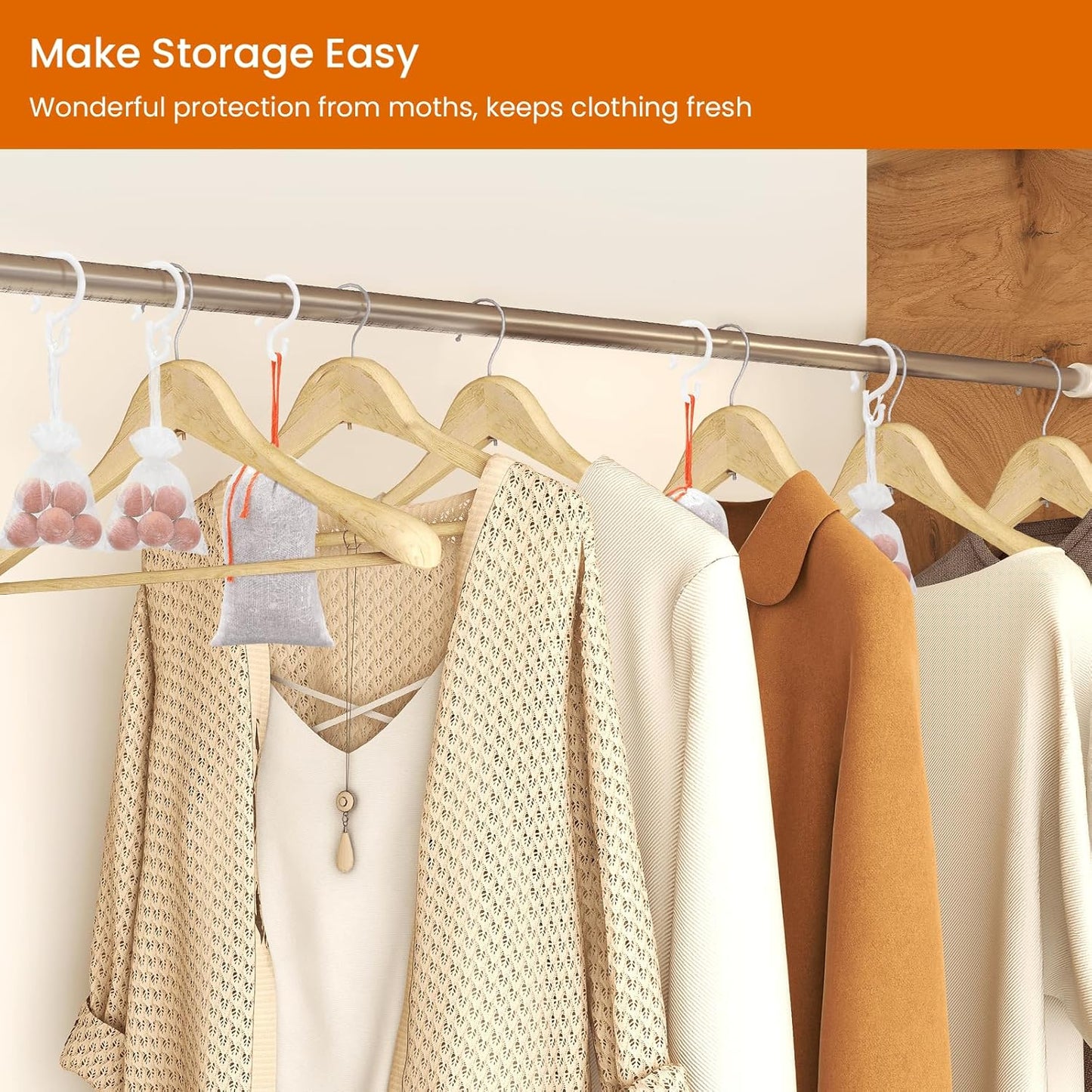 Homode Cedar Blocks for Clothes Storage, Cedar Balls and Cedar Chips for Closets and Drawers, Scented Cedar Sachets Bags Closet Air Freshener, 24 Pack