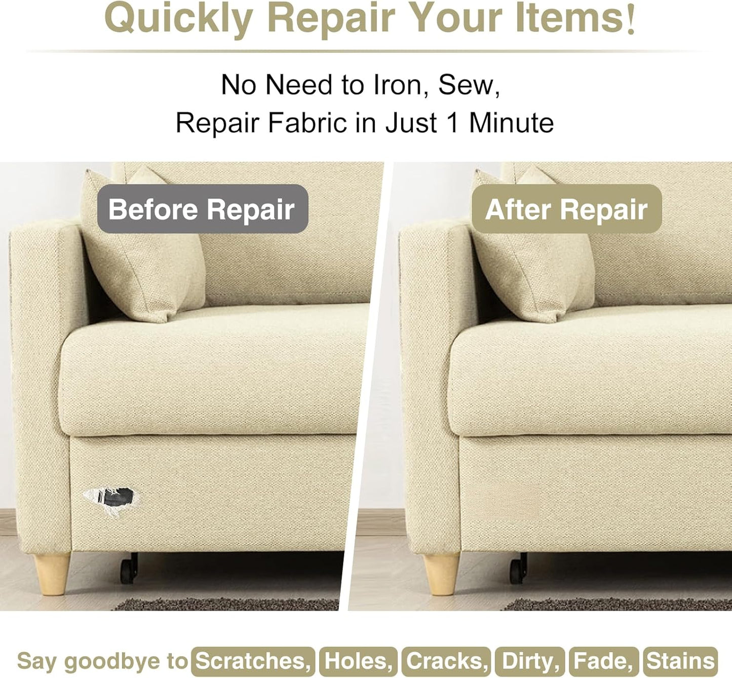 Canvas Repair Tape 4×70 Inch Waterproof Self-Adhesive Fabric Repair Patch for Repairing Boat Covers,Tents,Patio Umbrellas,Car Seats,Luggage,Sofas.(Brown)