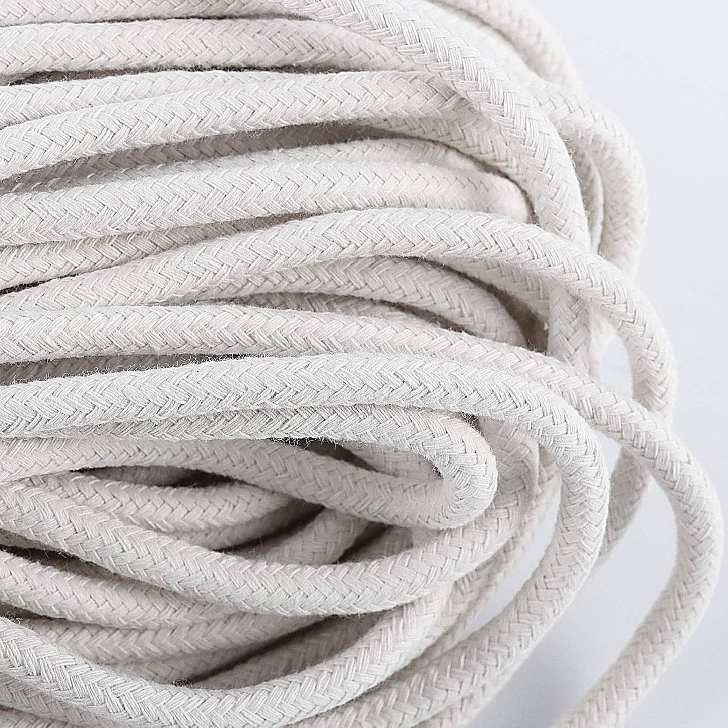 ZOENHOU 164 ft 1/4 in Natural Cotton Rope - White Solid Clothesline Rope for Laundry Line, DIY Crafts, Art Projects, Garden Decor