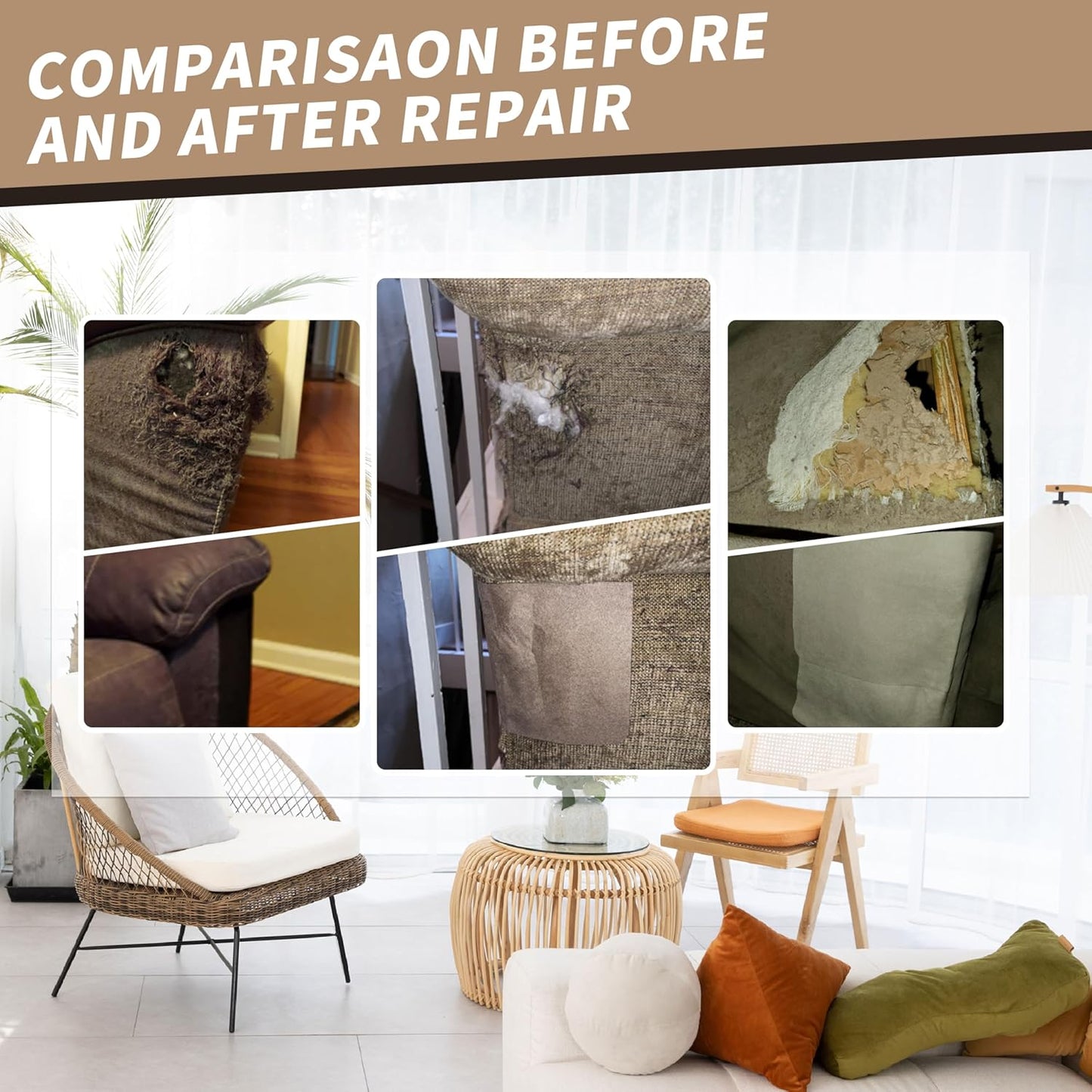 Azobur Sofa Fabric Repair Patch, Oversized Microfiber Patch，Self Adhesive Fabric Sofa Patch Repair Fabric,Super Cost-Effective Combination (Gray)