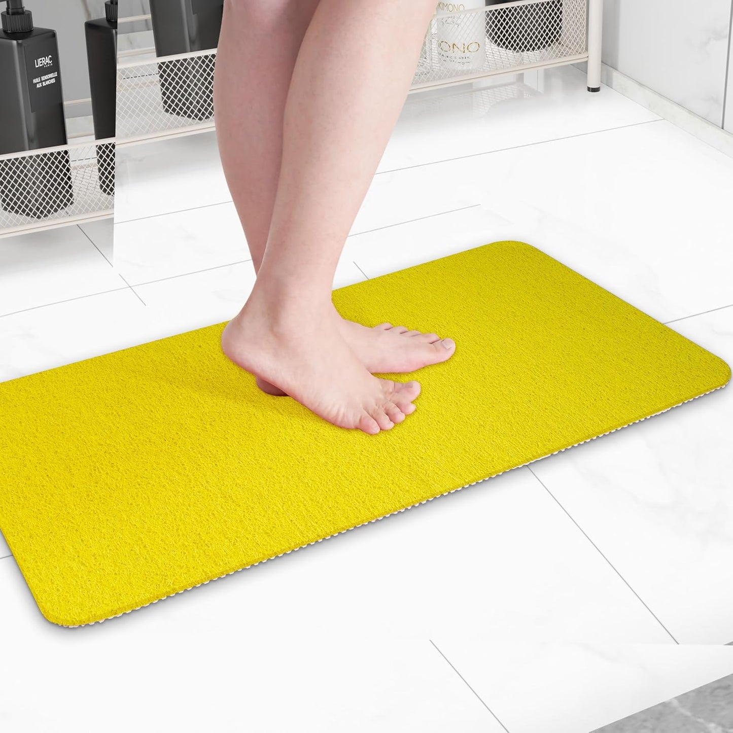 Non-Slip Bathtub Mat, Anti Slip Shower Mat, Fast Drying Bathtub Mats, Foot Scrubber Mat, Anti Slip Mat for Tub, Floor, Bathroom, Kitchen, Home, Hotel (Yellow 40"×28")