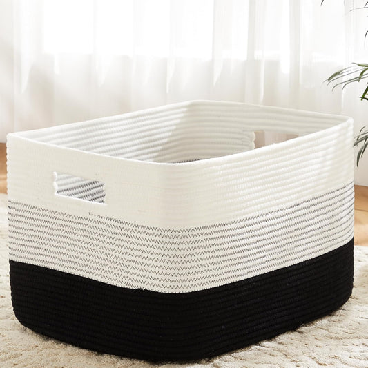 Blanket Basket,Rectangle Woven Baskets for Storage,100L Laundry Basket for Decorative Nursery Blanket,Toys,Dirty Clothes and Magazine in Shelves,Baby Room,and Living Room