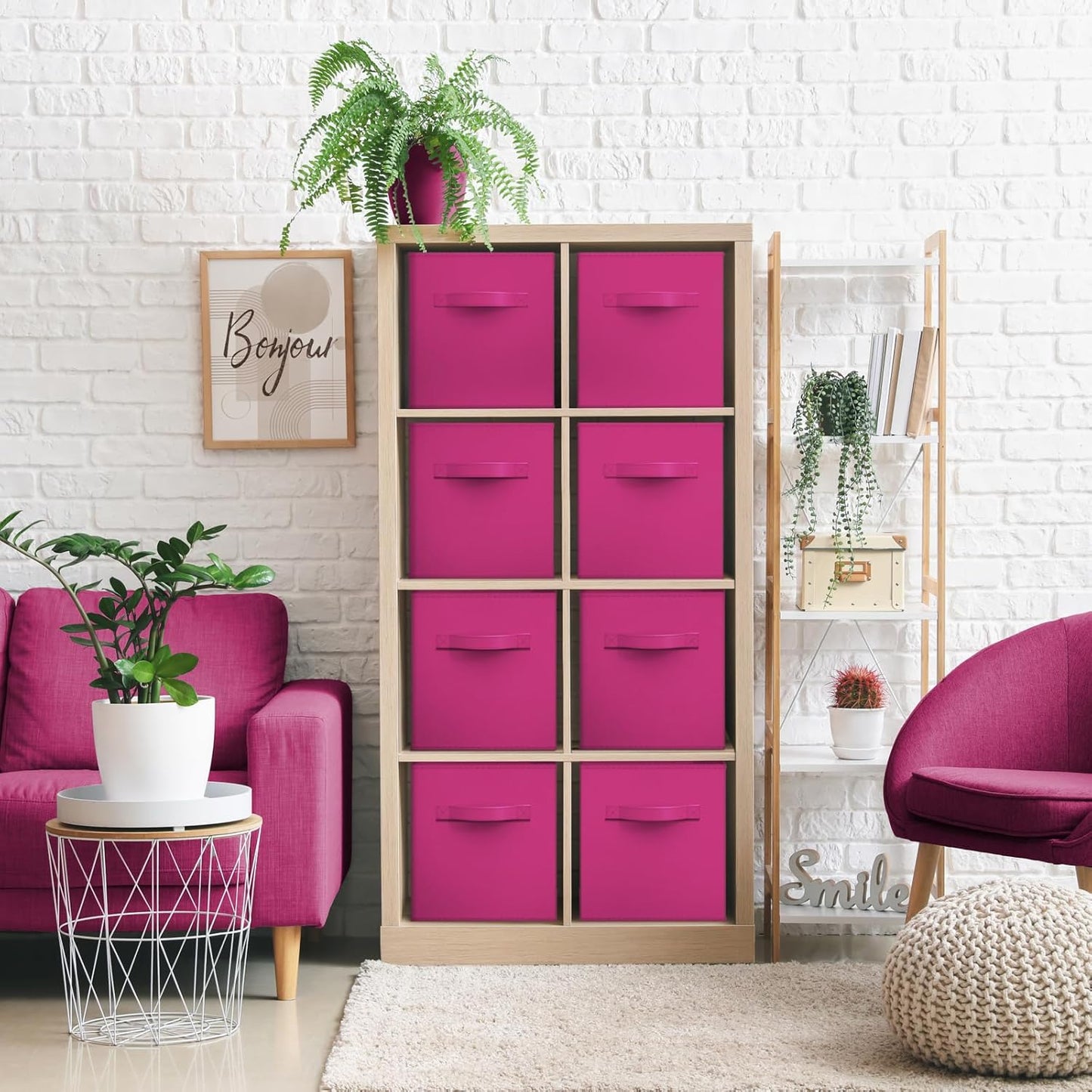 Sorbus 13 Inch Storage Bins - Sturdy Collapsible Fabric Storage Cubes with Handle - 8 Foldable Baskets for Organizing Clothes, Toys, Books - Storage Baskets for Shelves, Closets