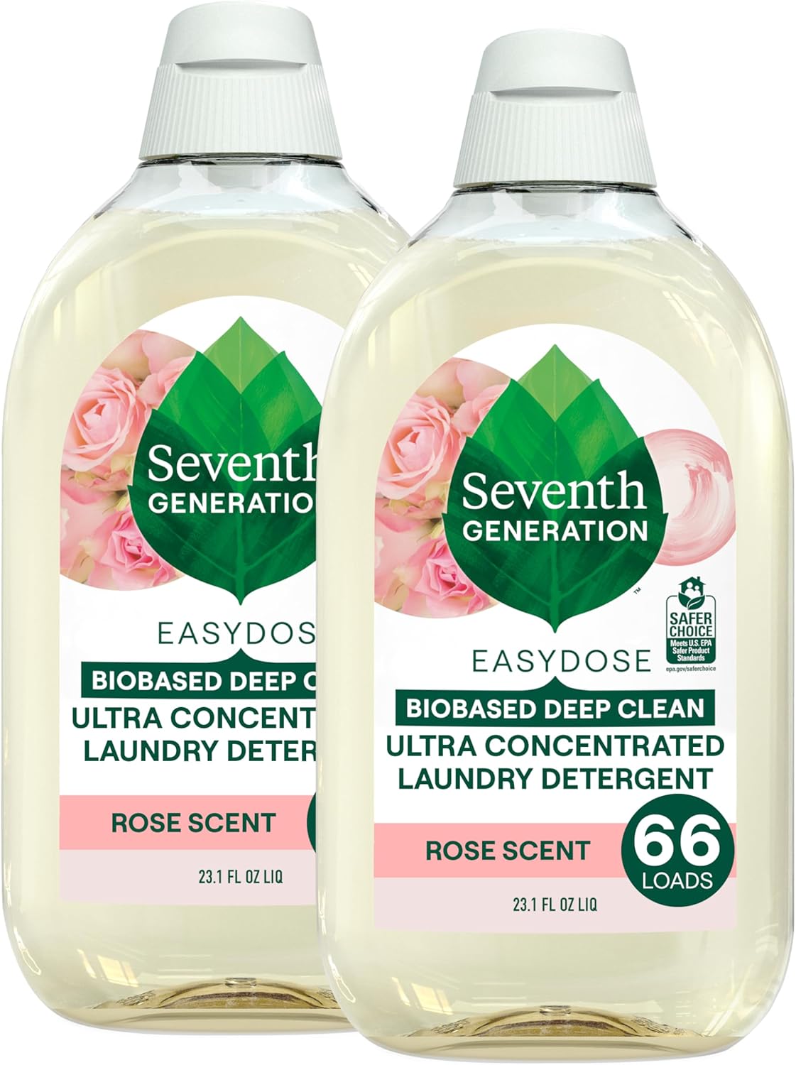 Seventh Generation EasyDose Laundry Detergent Ultra Concentrated Rose Washing Detergent 23 oz, Pack of 2