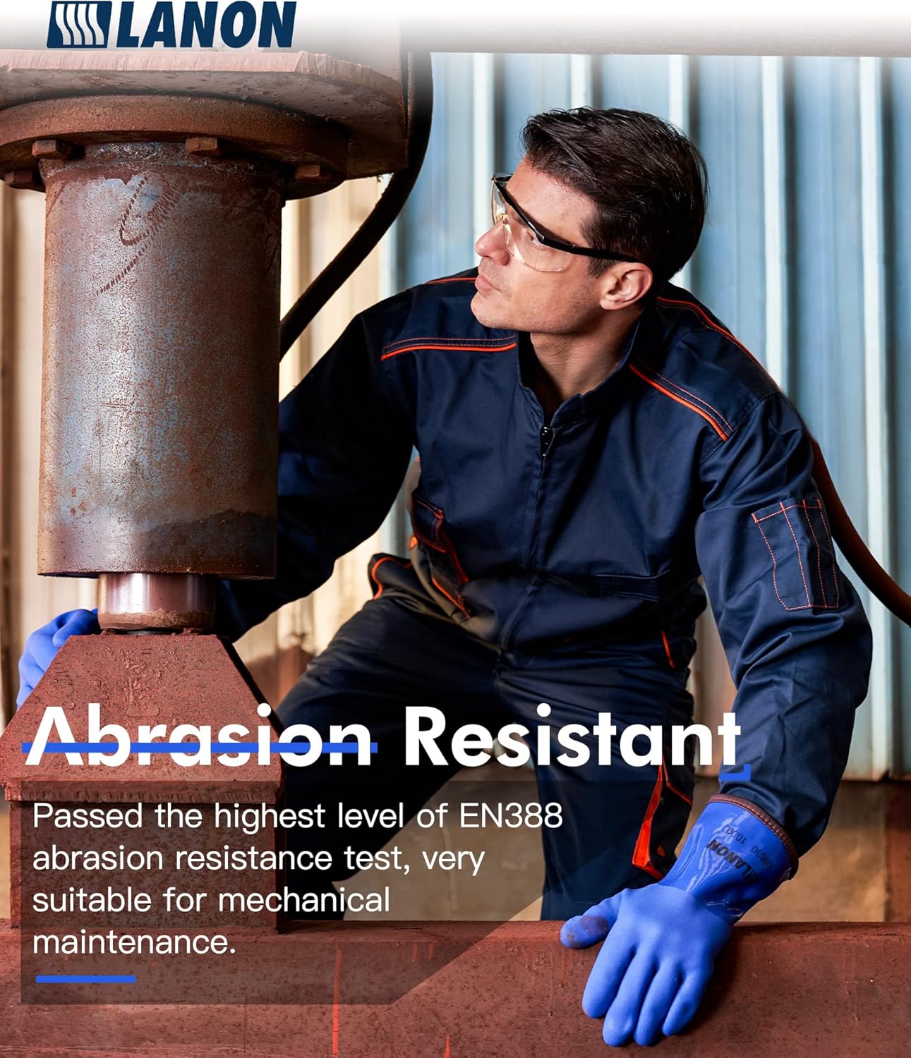 LANON PVC Coated Cold Proof Heavy Duty Gloves, Waterproof Warm Work Gloves for Freezer Work, Chemical & Oil Resistant, Non-Slip, Large (Pack of 2)