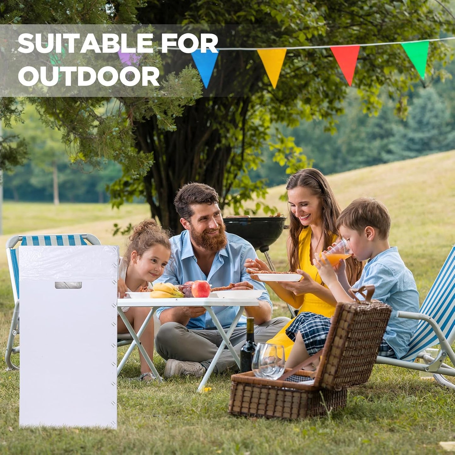 Tioncy 5 Pcs Cardboard Trash Cans Disposable and Reusable Corrugated Cardboard Trash Cans Recycling Bins Bulk with 10 Garbage Bags White Garbage Boxes for Parties Events (13 Gallon)