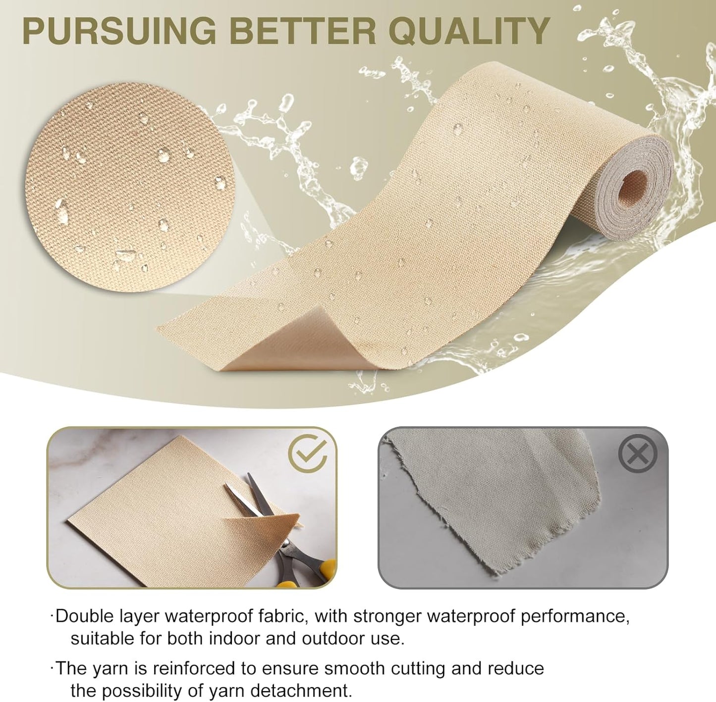 Canvas Repair Tape 4×70 Inch Waterproof Self-Adhesive Fabric Repair Patch for Repairing Boat Covers,Tents,Patio Umbrellas,Car Seats,Luggage,Sofas.(Light Khaki)