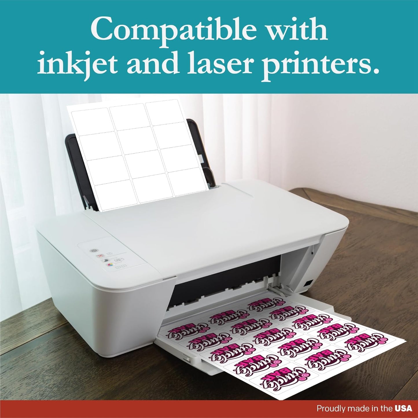 Premium Label Supply White Sticker Labels – 2.625" x 2" – Laser/Inkjet Compatible – (15 per Sheet), 100 Sheets – 1500 Total Adhesive Labels