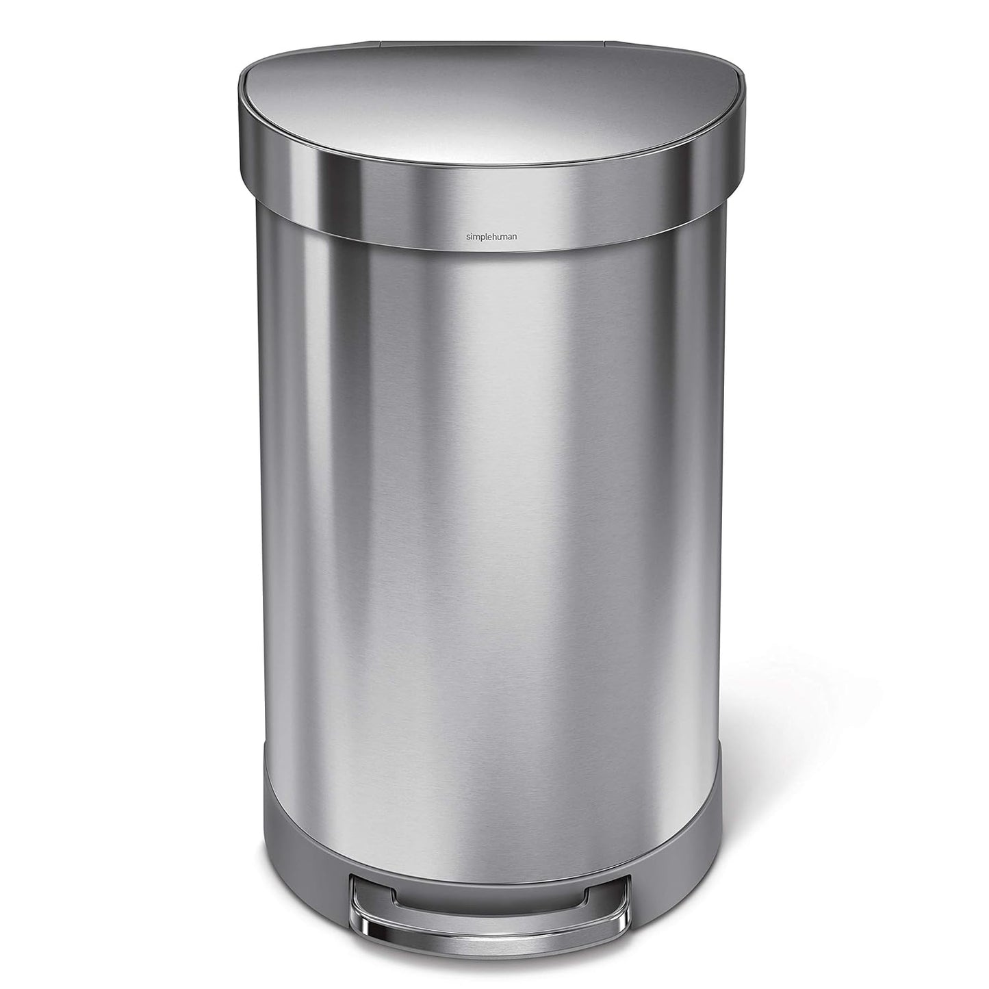 simplehuman 45 Liter/ 12 Gallon Semi-Round Hands-Free Step Trash Can, Brushed