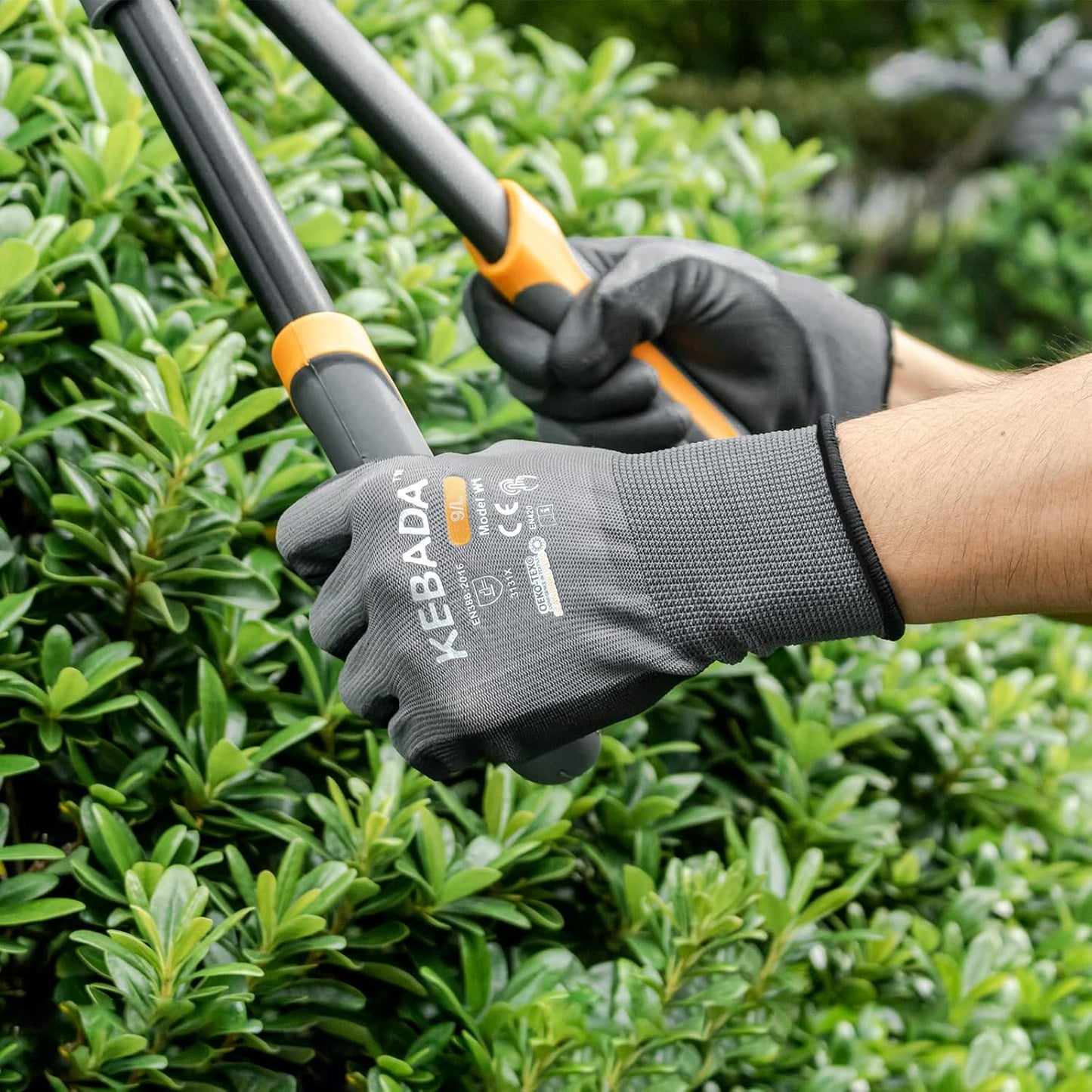 Kebada W1 Work Gloves for Men and Women, Touchscreen PU Coated Gloves with Grip, 50 Pairs Bulk Pack, Ideal for Warehouse Package Handling, Construction, Gardening, Gray XX-Large