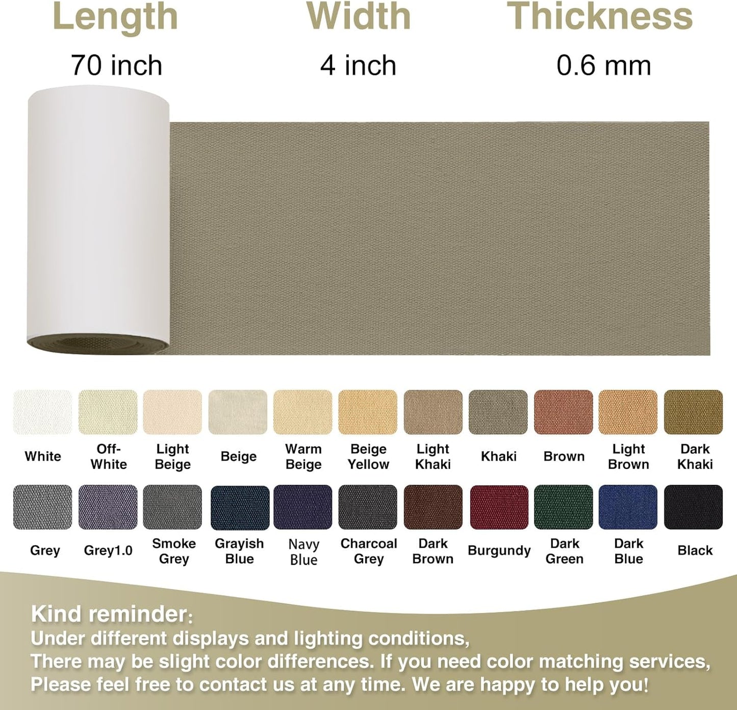 Canvas Repair Tape 4×70 Inch Waterproof Self-Adhesive Fabric Repair Patch for Repairing Boat Covers,Tents,Patio Umbrellas,Car Seats,Luggage,Sofas.(Khaki)