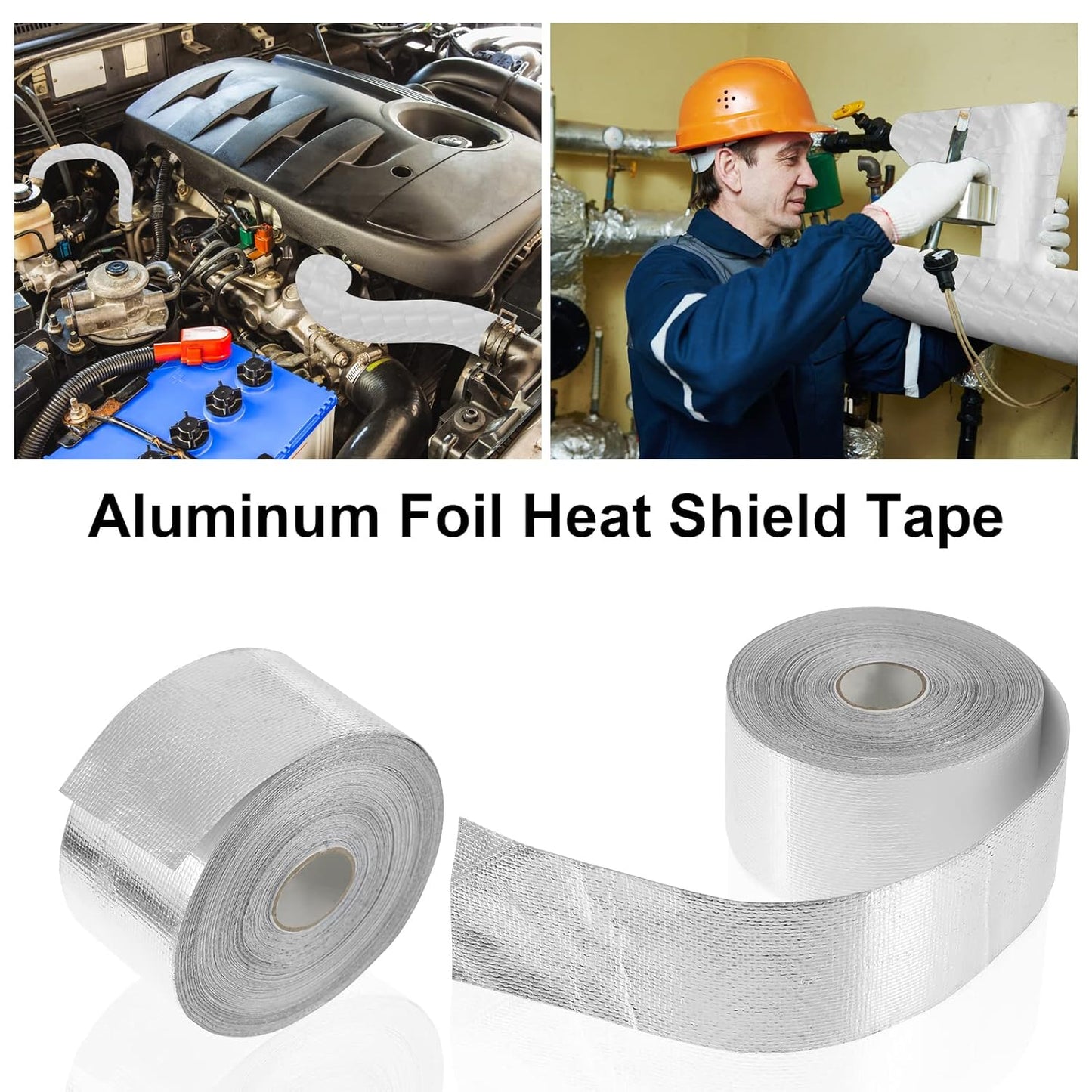 Zonon 2 Rolls Aluminum Foil Tape Heat Shield Tape Barrier Adhesive Reflective Fiberglass Thermal Insulation Reflective Material High Temp Protection(Silver,2 Inch X 100 ft)