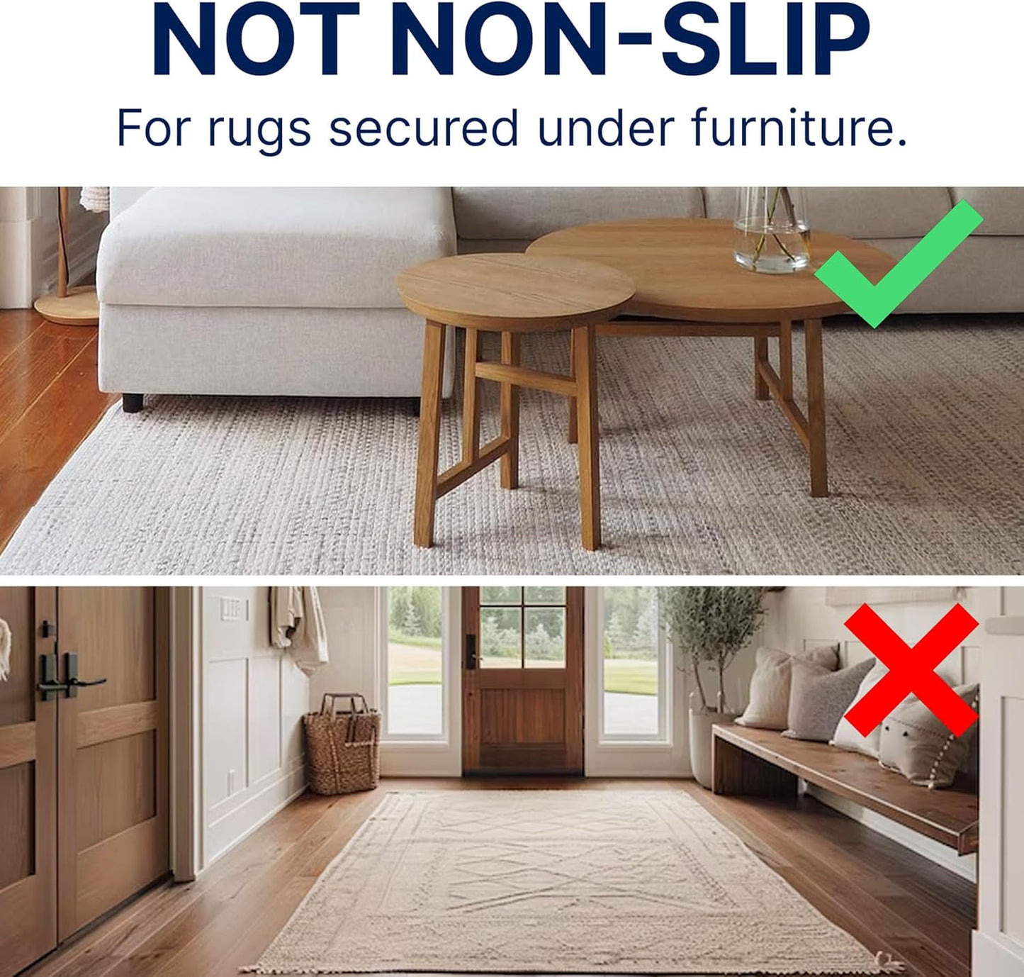 RUGPADUSA - Eco-Plush - 8'x11' - 1/2" Thick - 100% Felt - Luxurious Cushioned Rug Pad - Available in 3 Thicknesses, Many Custom Sizes