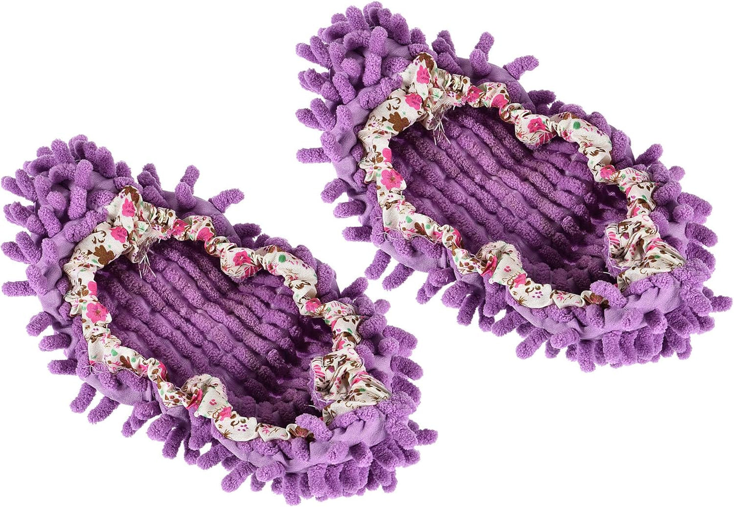 1 Pair Washable Cleaning Shoes Cover - Floor Cleaning Dust, Chenille Microfiber Duster Mop Slippers, Apply to House Office Room (Purple)