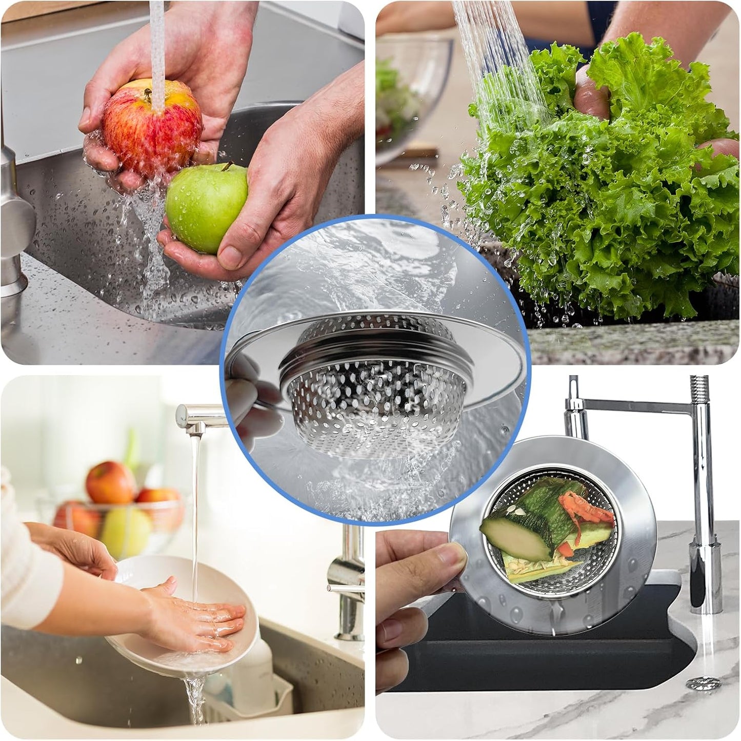Stainless Steel Drainage Basket, Corner Sink Filter Basket,4.5-inch Sink Drainage Filter and Faucet Hanging Stainless Steel Drainage Basket, Kitchen Sink Drainage Filter, Sink Drainage Filter（2Pcs）