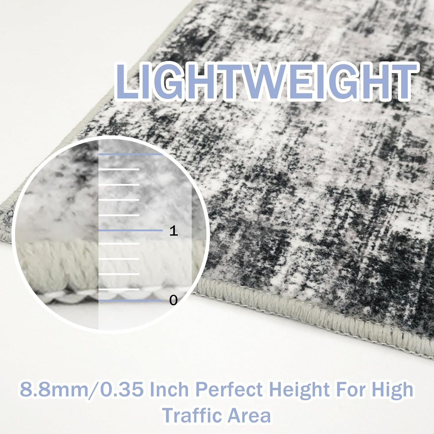 IOHOUZE Abstract Runner Rug 2x6 Ft Washable Runners for Hallways, Non Slip Kitchen Runner Printed Faux Wool Entryway Runner Indoor, Modern Abstract Floor Carpet for Hall Kitchen Bedroom, Black Gey