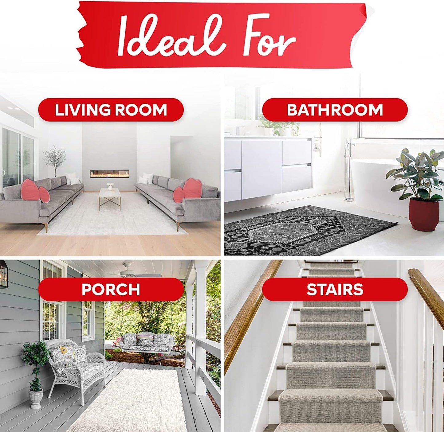 XFasten Double Sided Carpet Tape for Area Rugs, 2 Inch x 10 Yards w/Mini Cutter – Heavy Duty Anti Slip Rug Grip Tape, Works as Rug Gripper, Wood Safe, Easy Removal for Hardwood and Laminate Floors